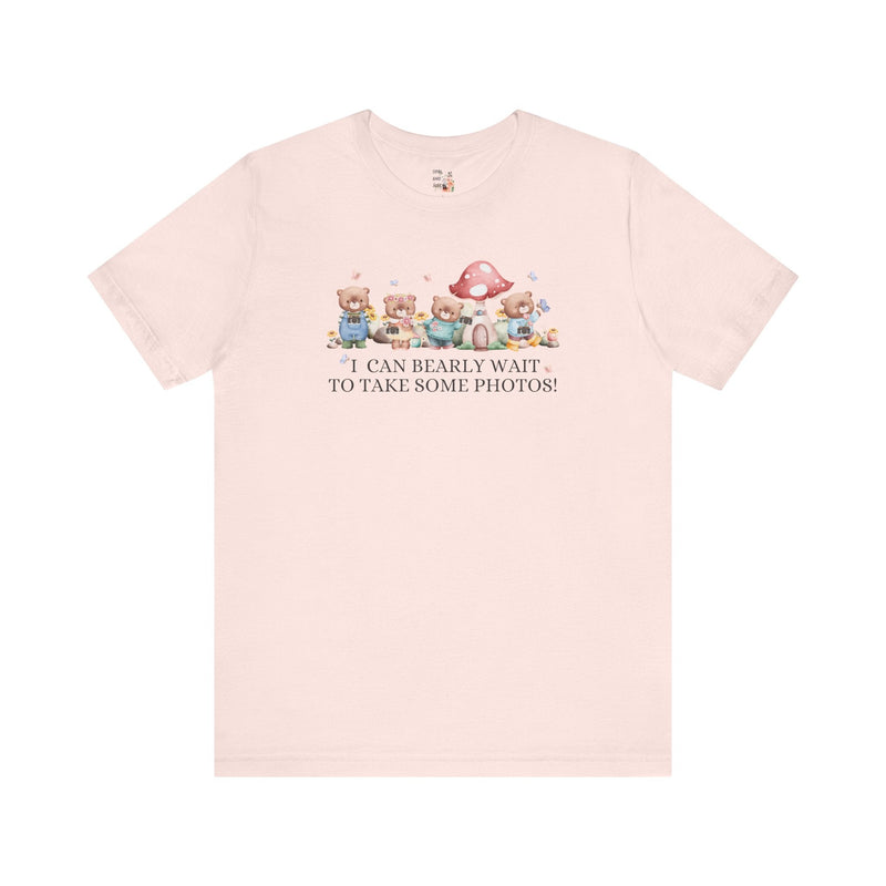 Funny Photographer Shirt for Mom Who Loves Photos and Awesome Puns: Cute Cottagecore Bear Tee Shirt with Mushroom for Family Photographer - Opal and June