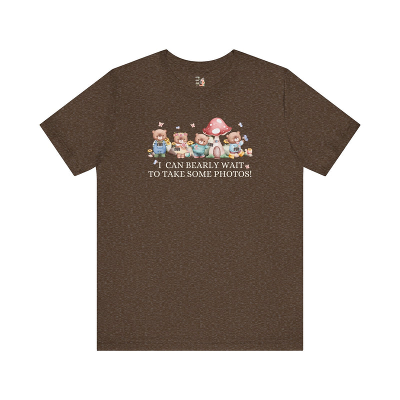 Funny Photographer Shirt for Mom Who Loves Photos and Awesome Puns: Cute Cottagecore Bear Tee Shirt with Mushroom for Family Photographer - Opal and June