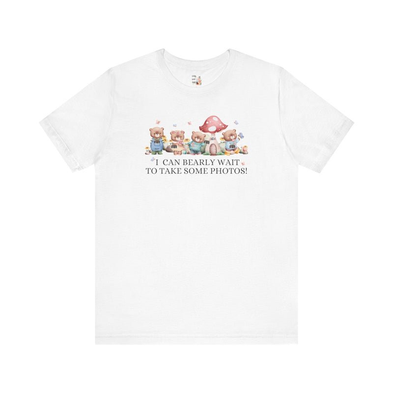 Funny Photographer Shirt for Mom Who Loves Photos and Awesome Puns: Cute Cottagecore Bear Tee Shirt with Mushroom for Family Photographer - Opal and June