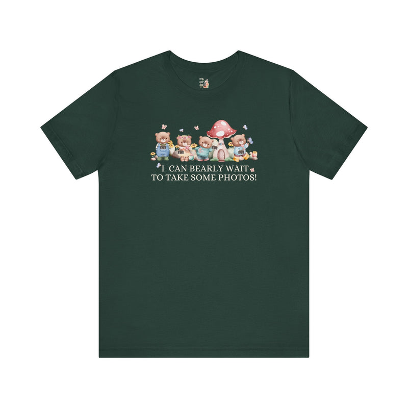 Funny Photographer Shirt for Mom Who Loves Photos and Awesome Puns: Cute Cottagecore Bear Tee Shirt with Mushroom for Family Photographer - Opal and June