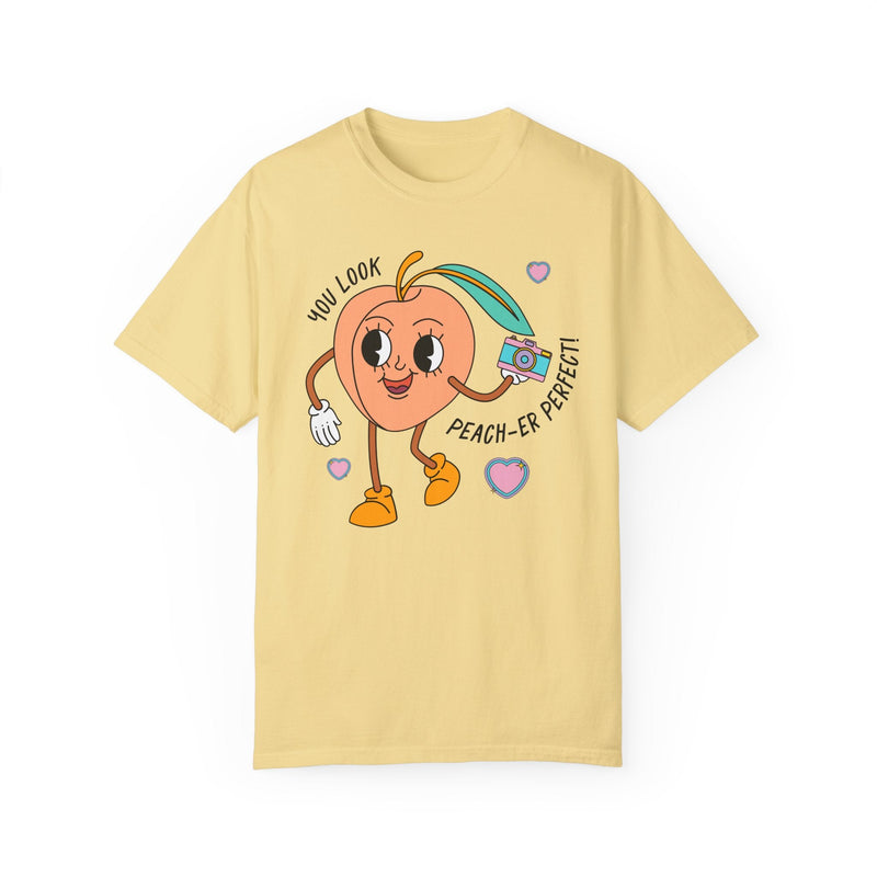 Funny Photographer Shirt for Photographers Who Loves Peaches and Awesome Puns: You Look Peach - er Perfect, Family Photographer Thank You Gift - Opal and June