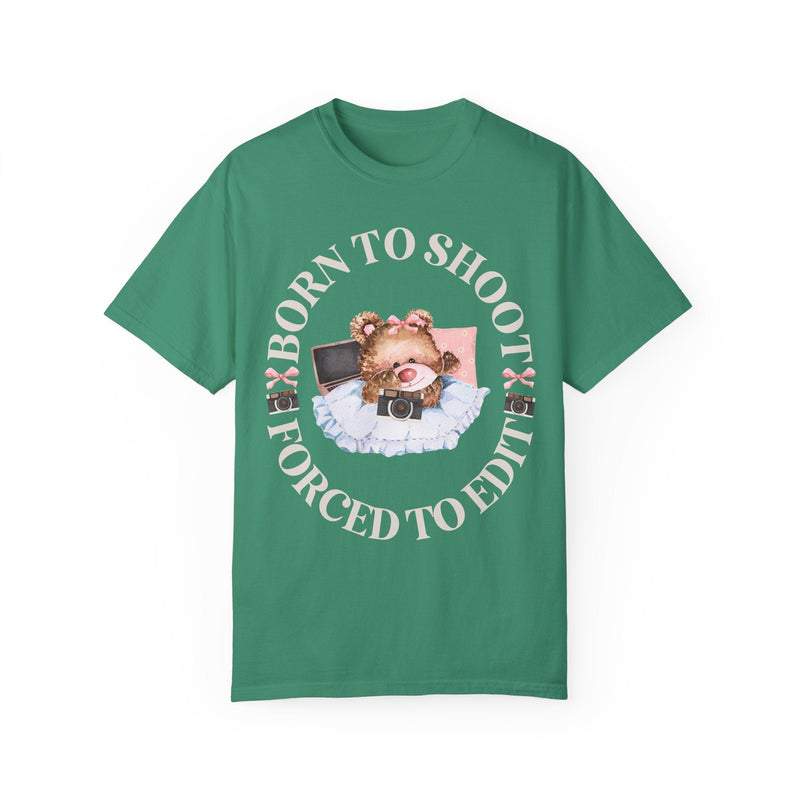 Funny Photographer Tee Shirt, Friend Who Loves Photography: Born To Shoot Forced to Edit, Cottagecore Bear, Photography Major Gift for Her - Opal and June