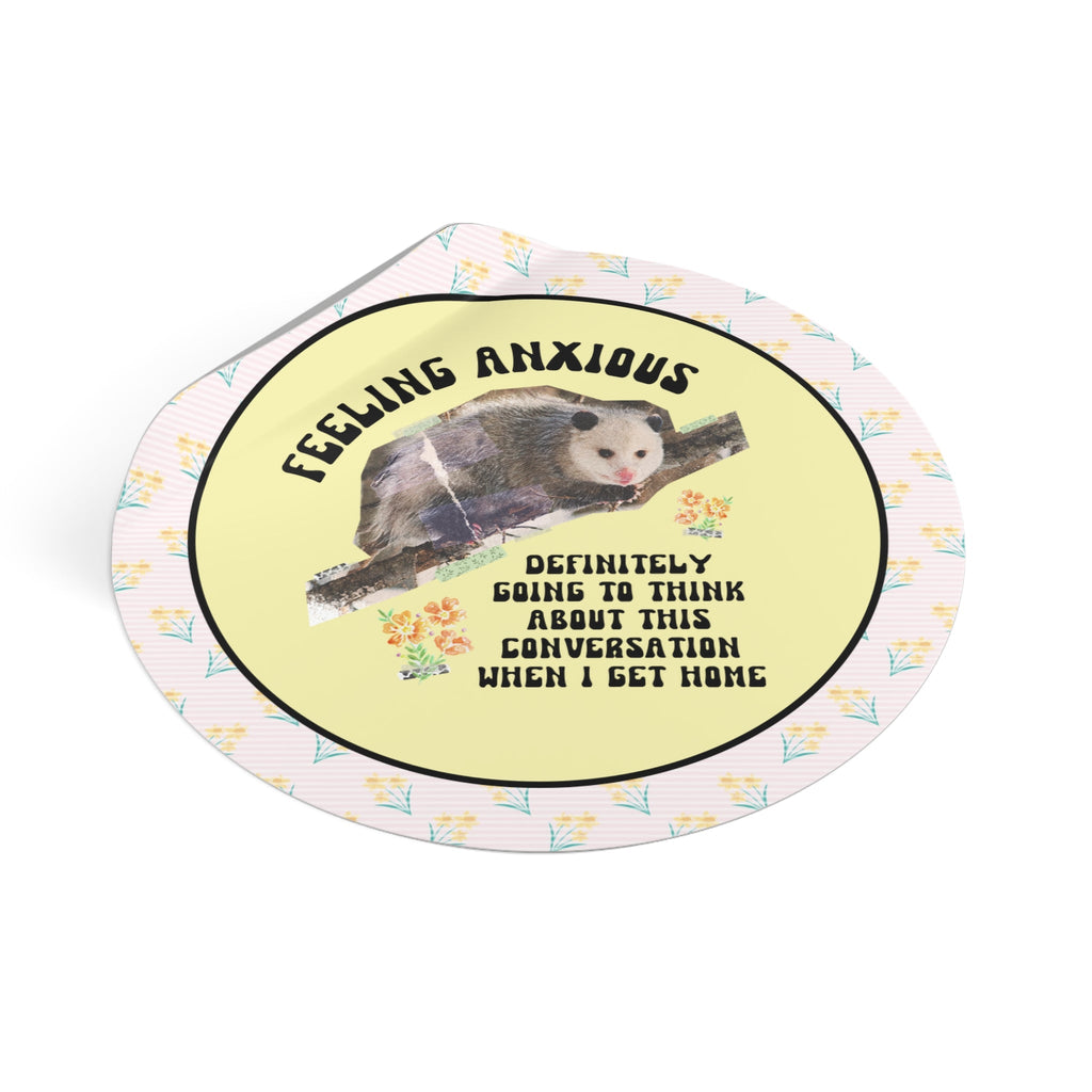 Funny Possum Sticker for Anxious Introvert: Feeling Anxious | Trendy and Retro Weirdcore Goblincore Animal Sticker, Mental Health Awareness - Opal and June