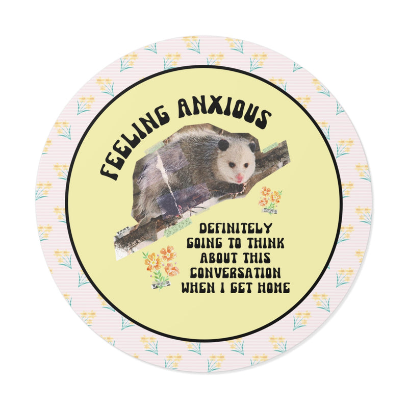 Funny Possum Sticker for Anxious Introvert: Feeling Anxious | Trendy and Retro Weirdcore Goblincore Animal Sticker, Mental Health Awareness - Opal and June