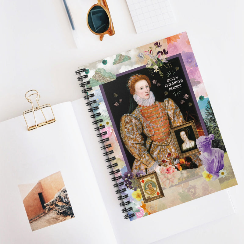 Funny Queen Elizabeth Spiral Notebook for History Teacher or English History Lover | 118 Page Notebook - Opal and June