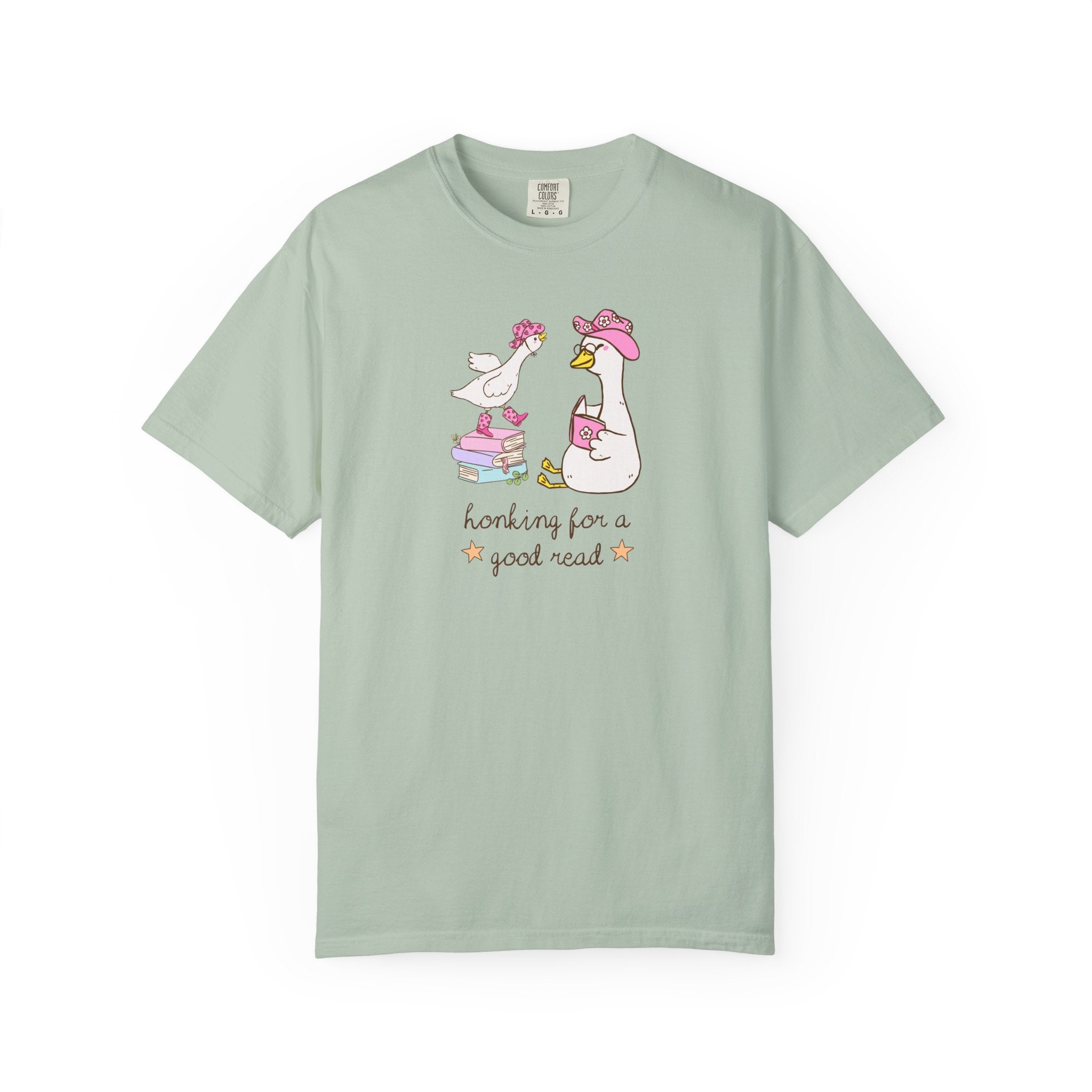Funny Reading T-Shirt With Cowboy Geese: Honking for A Good Read, Cute Silly Goose Bookworm Tee with Western Aesthetic, Book Lover Gift - Opal and June