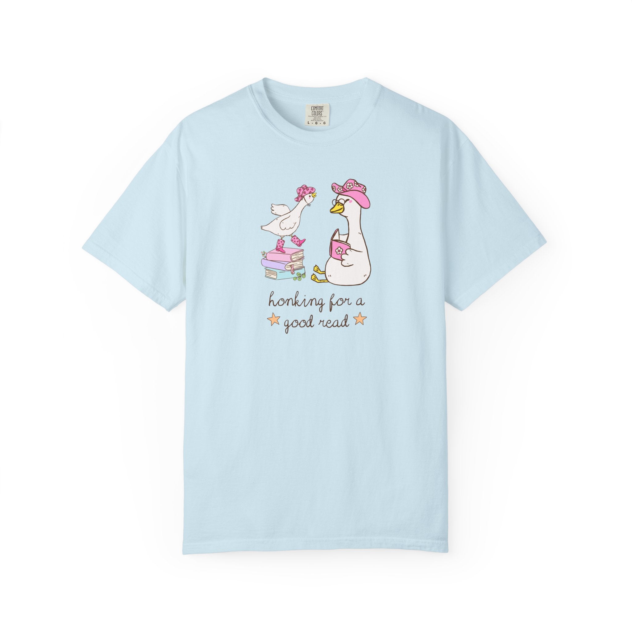 Funny Reading T-Shirt With Cowboy Geese: Honking for A Good Read, Cute Silly Goose Bookworm Tee with Western Aesthetic, Book Lover Gift - Opal and June