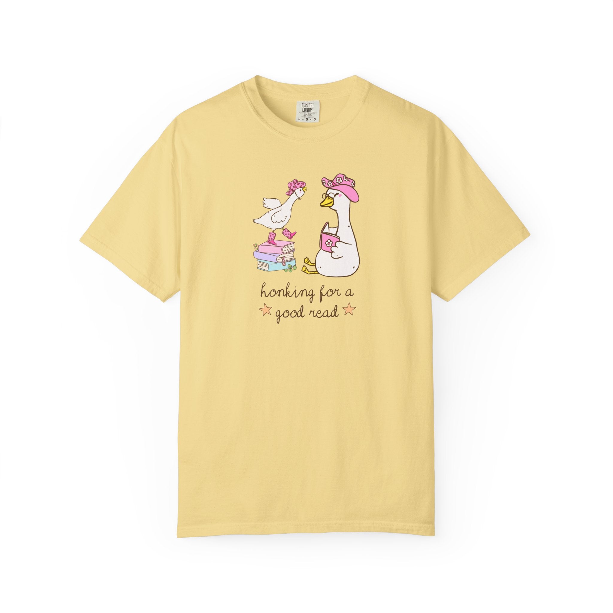 Funny Reading T-Shirt With Cowboy Geese: Honking for A Good Read, Cute Silly Goose Bookworm Tee with Western Aesthetic, Book Lover Gift - Opal and June
