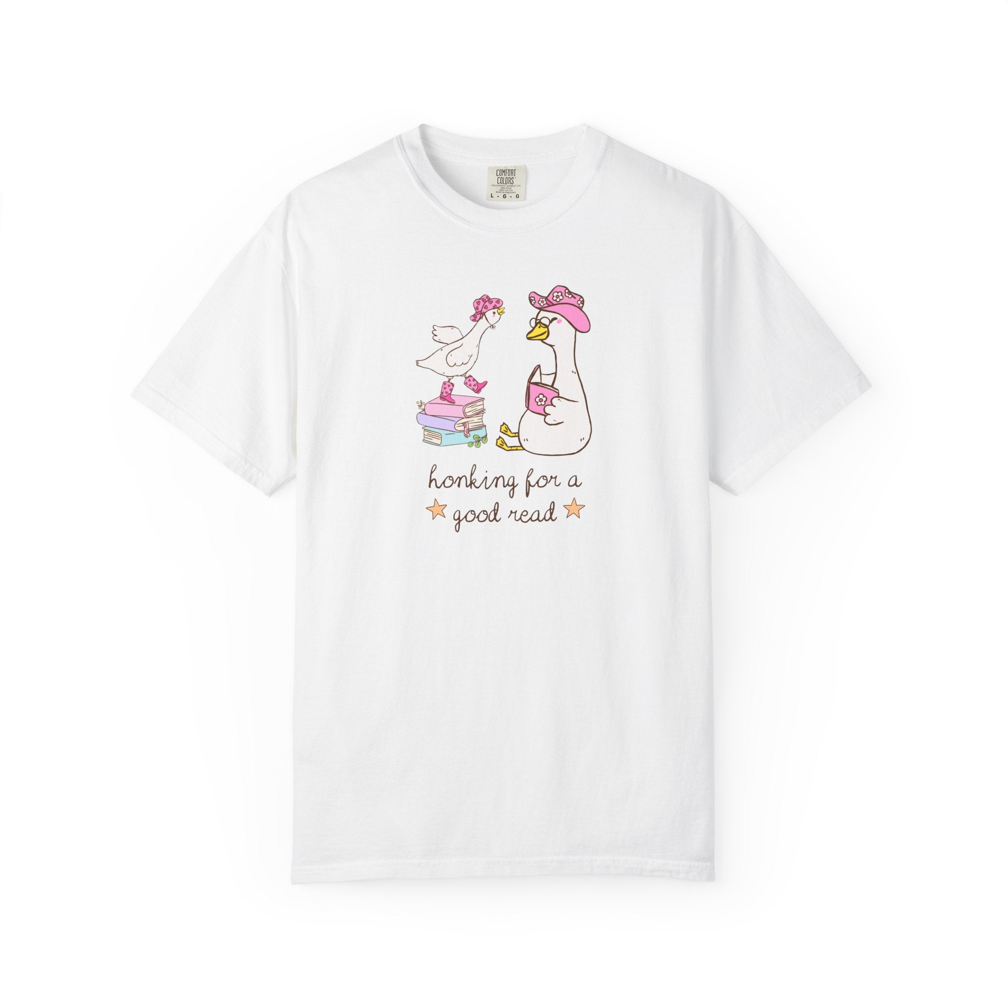 Funny Reading T-Shirt With Cowboy Geese: Honking for A Good Read, Cute Silly Goose Bookworm Tee with Western Aesthetic, Book Lover Gift - Opal and June