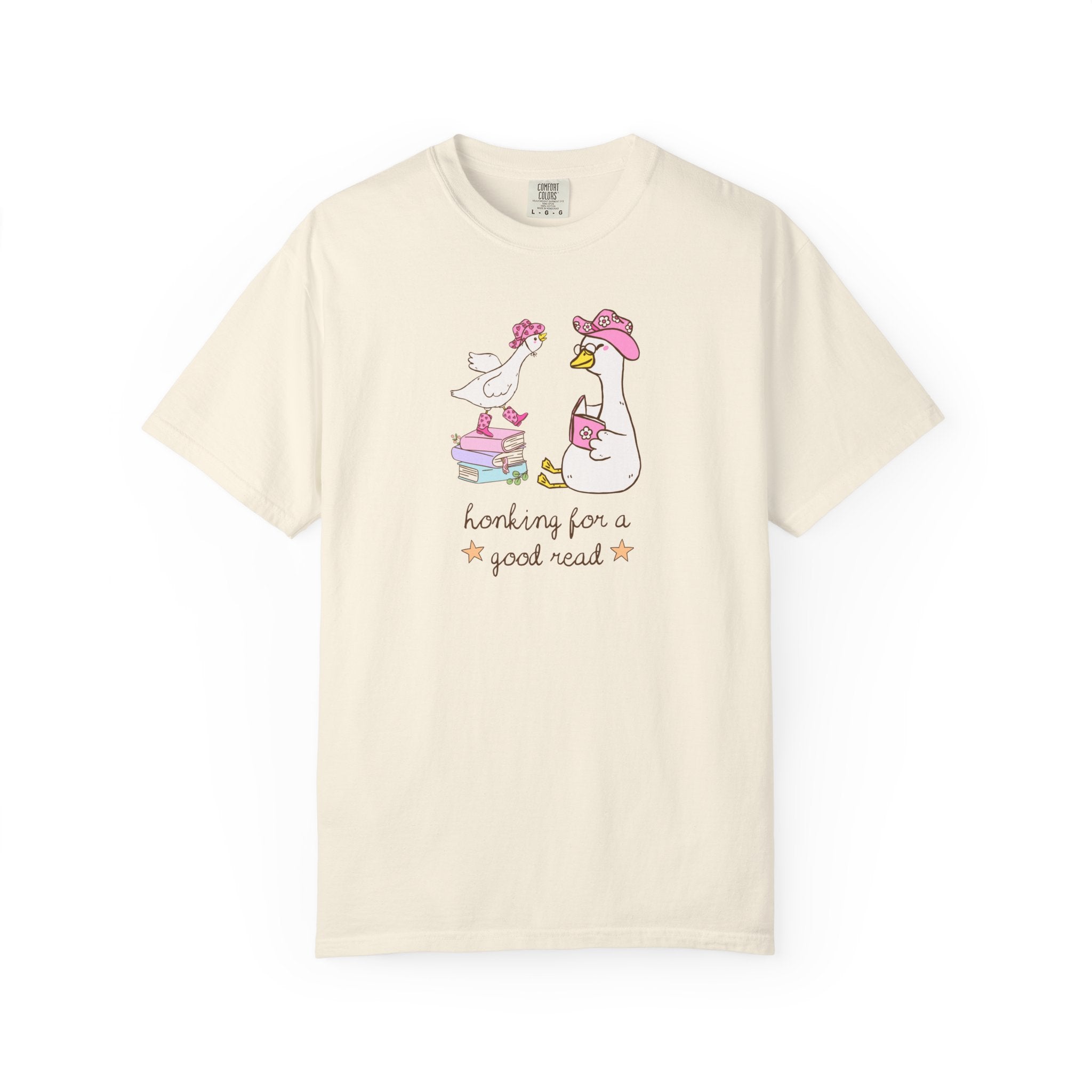 Funny Reading T-Shirt With Cowboy Geese: Honking for A Good Read, Cute Silly Goose Bookworm Tee with Western Aesthetic, Book Lover Gift - Opal and June