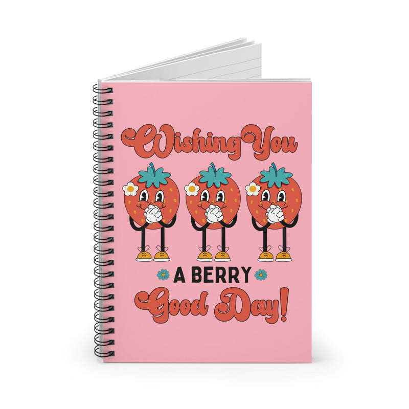 Funny Retro Aesthetic Spiral Notebook for Garden Lover: Wishing You A Berry Good Day - Opal and June