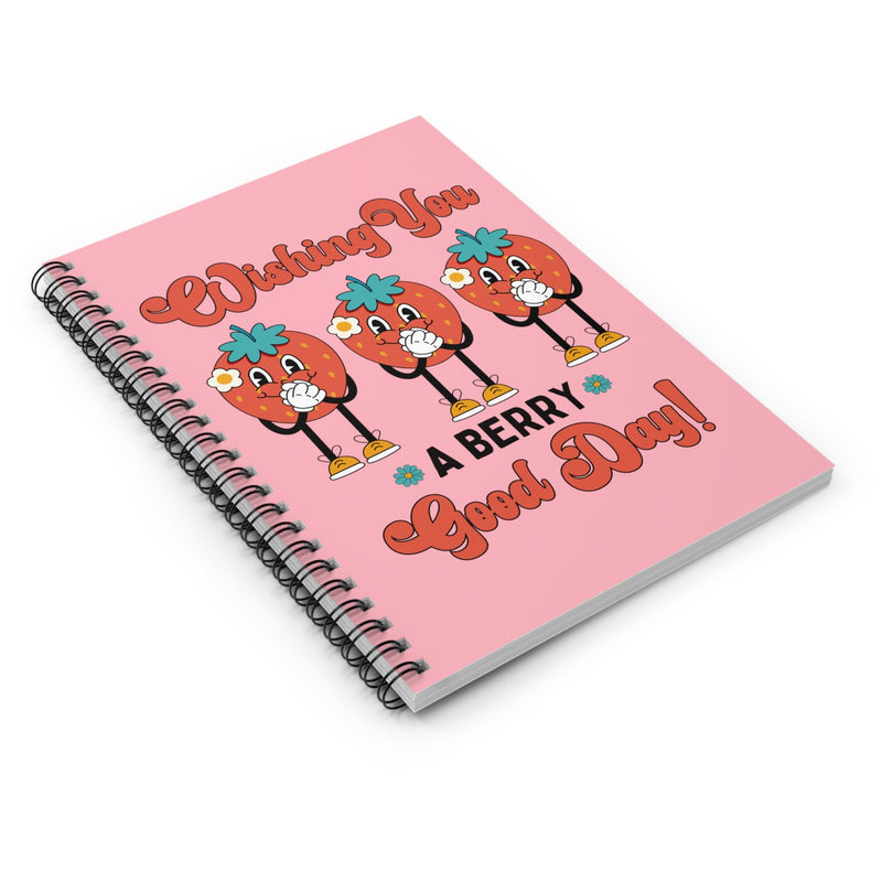 Funny Retro Aesthetic Spiral Notebook for Garden Lover: Wishing You A Berry Good Day - Opal and June