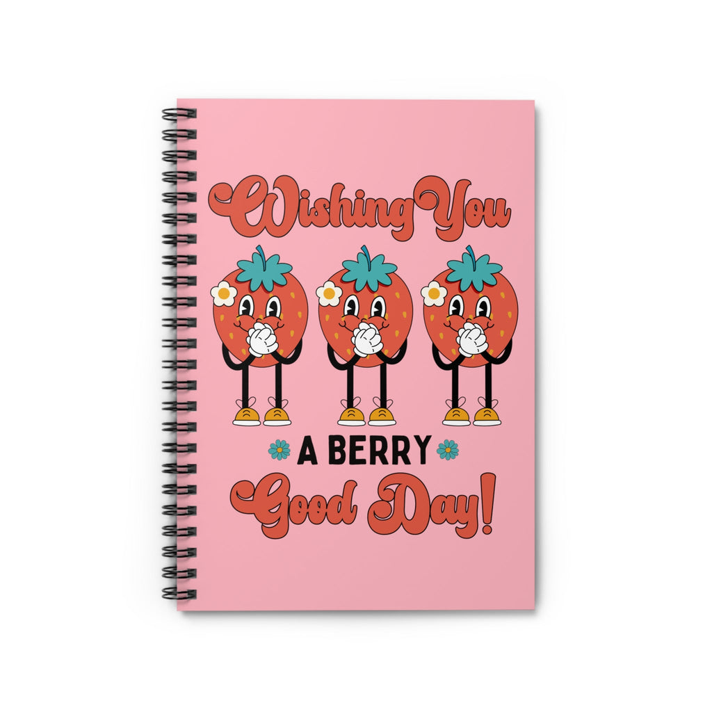 Funny Retro Aesthetic Spiral Notebook for Garden Lover: Wishing You A Berry Good Day - Opal and June