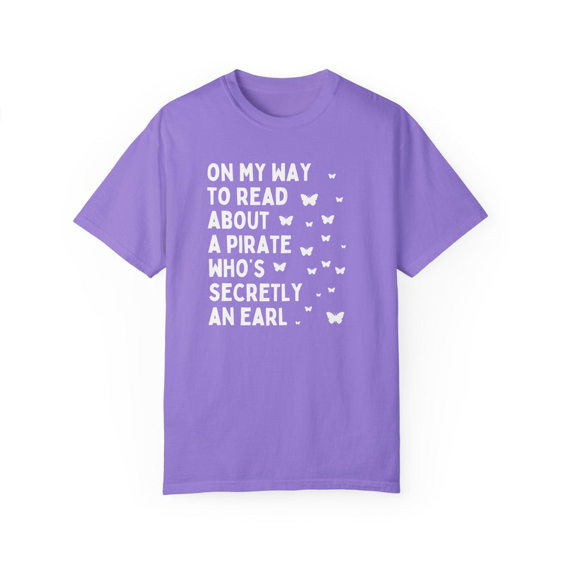 Funny Romantasy Tee Shirt for Fantasy Romance Reader Who Loves Books with Pirates, Book Lover Gift Idea, Cute Bookish Tee with Butterflies - Opal and June