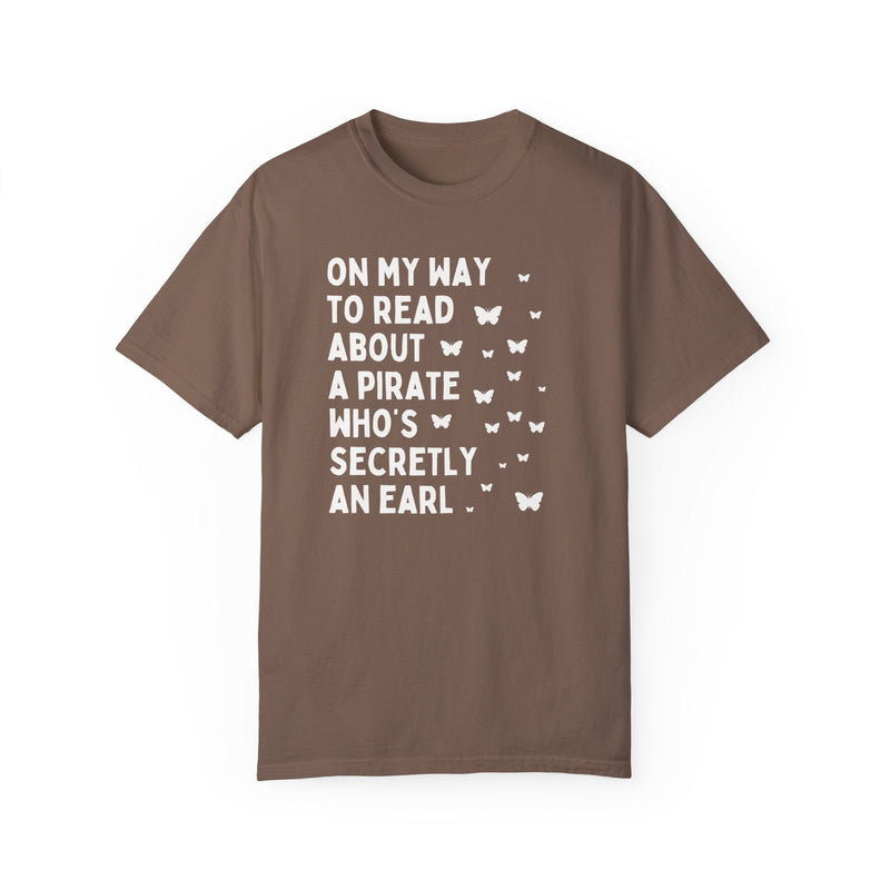 Funny Romantasy Tee Shirt for Fantasy Romance Reader Who Loves Books with Pirates, Book Lover Gift Idea, Cute Bookish Tee with Butterflies - Opal and June