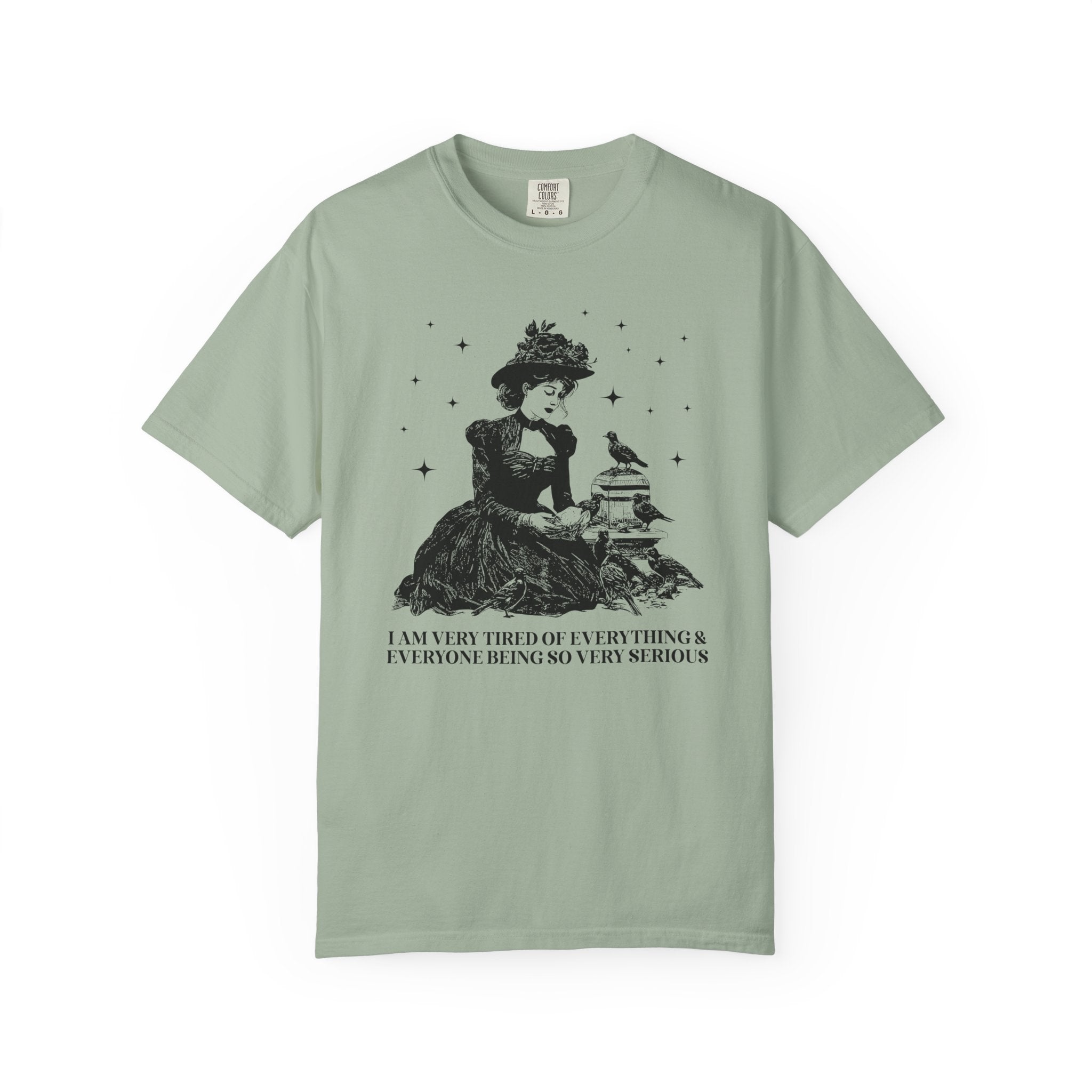 Funny Saying Vintage Aesthetic Tee Shirt with Stars: Everything and Everybody is So Very Serious - Opal and June
