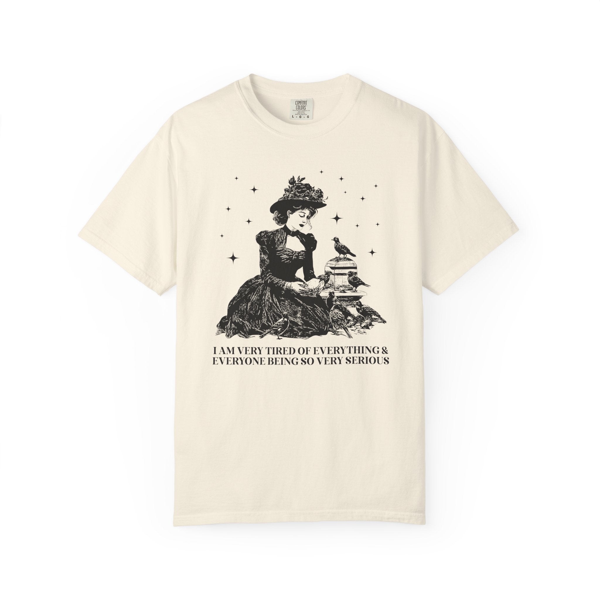 Funny Saying Vintage Aesthetic Tee Shirt with Stars: Everything and Everybody is So Very Serious - Opal and June