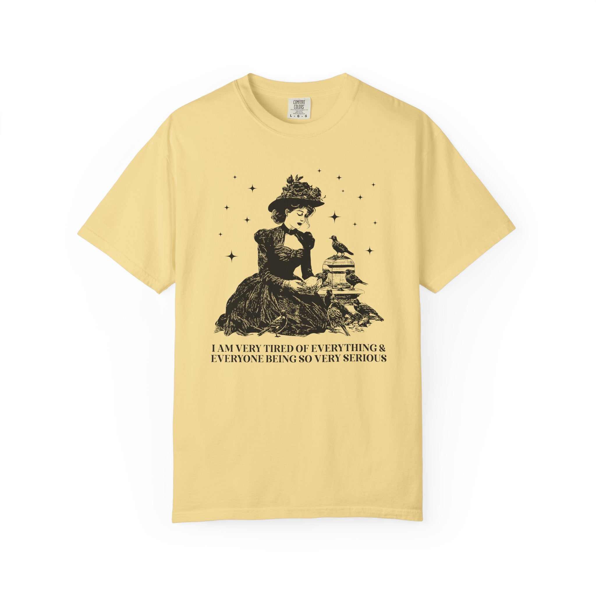Funny Saying Vintage Aesthetic Tee Shirt with Stars: Everything and Everybody is So Very Serious - Opal and June