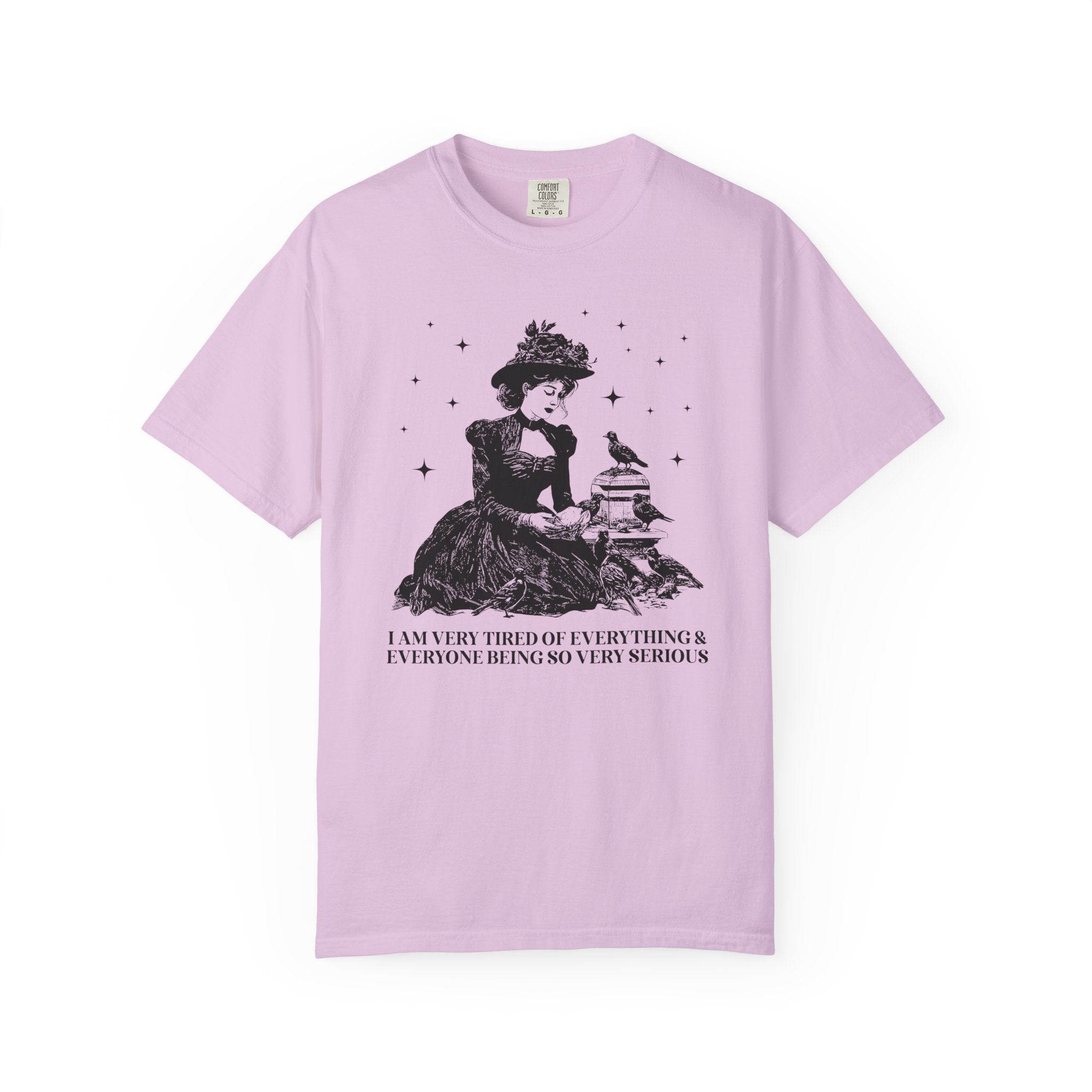 Funny Saying Vintage Aesthetic Tee Shirt with Stars: Everything and Everybody is So Very Serious - Opal and June