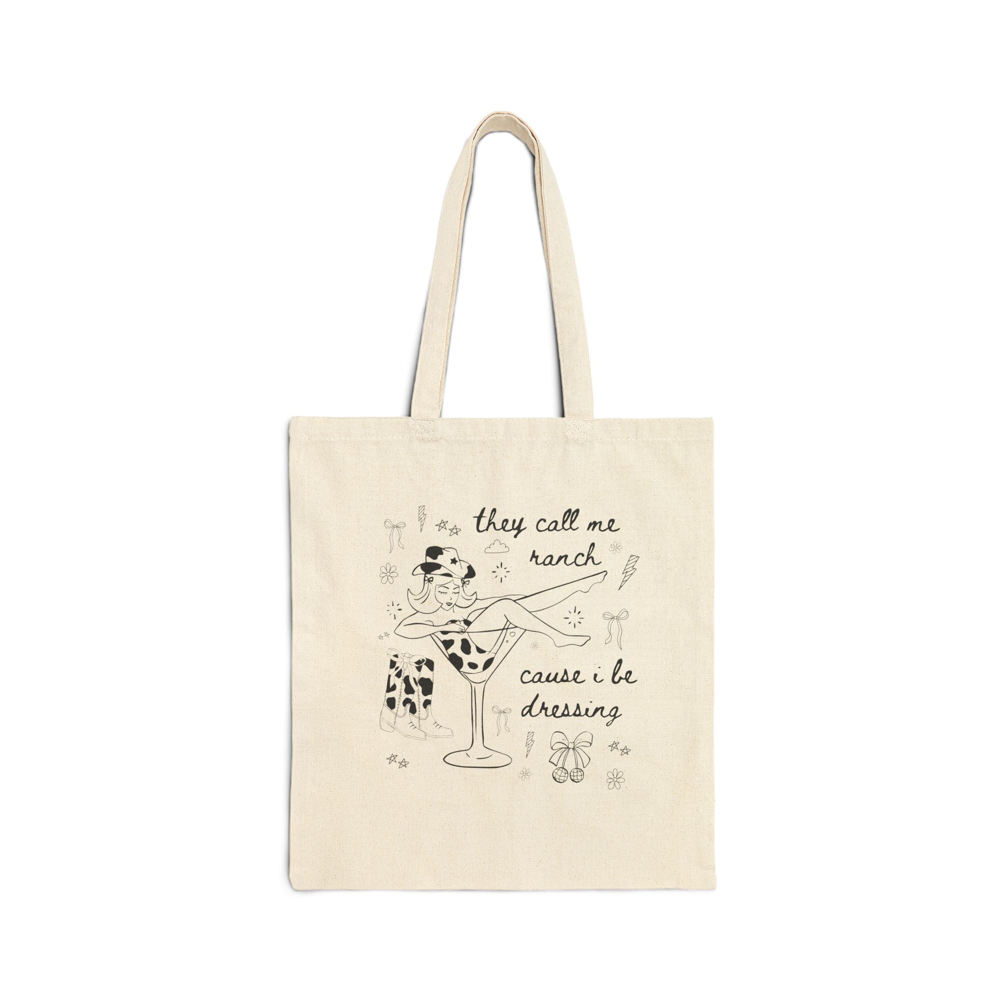 Funny Saying Western Cowgirl Tote Bag with Adorable Cow Print Boots, Silly Weirdcore Country Rodeo Tote with Lightning, Girly Boho Disco - Opal and June