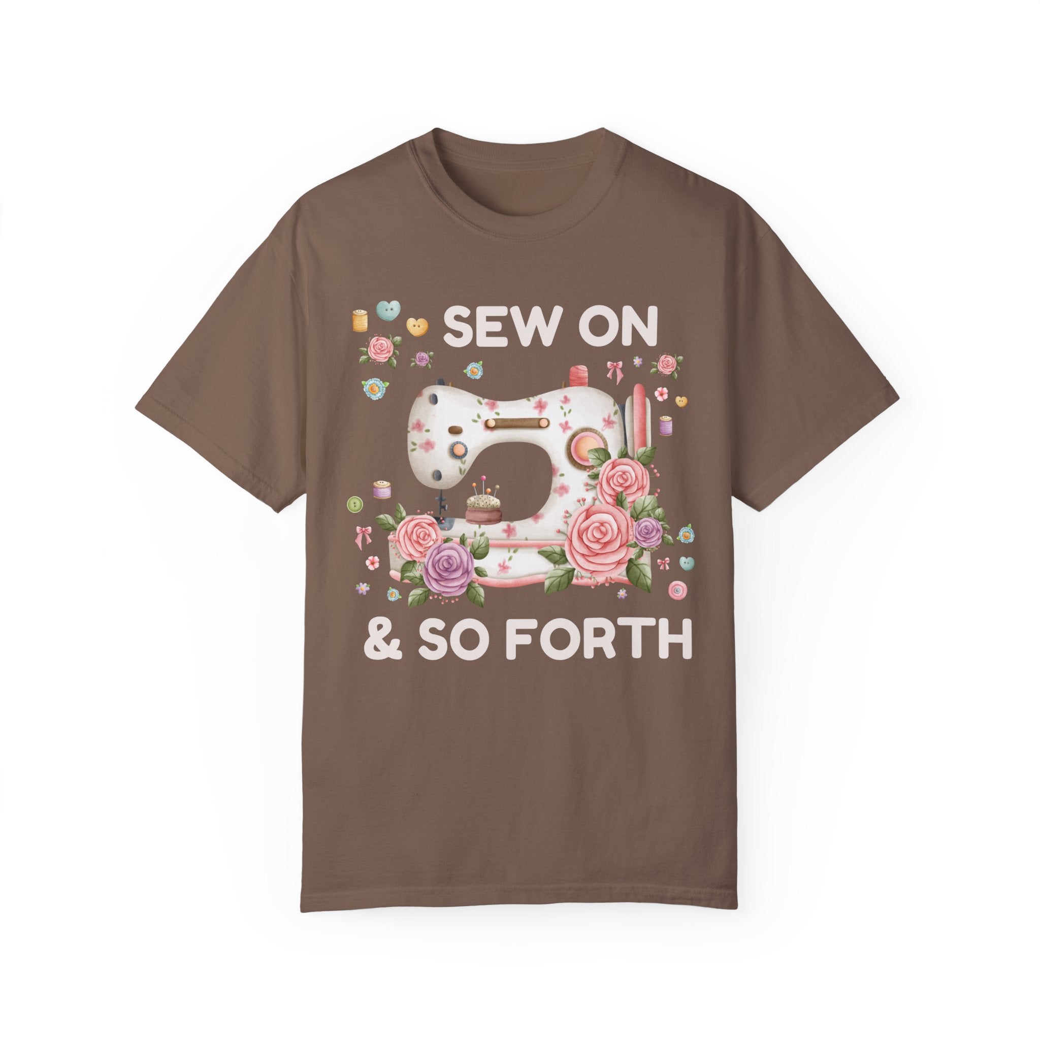 Funny Sewing Tee Shirt with Cottagecore Flowers - Opal and June
