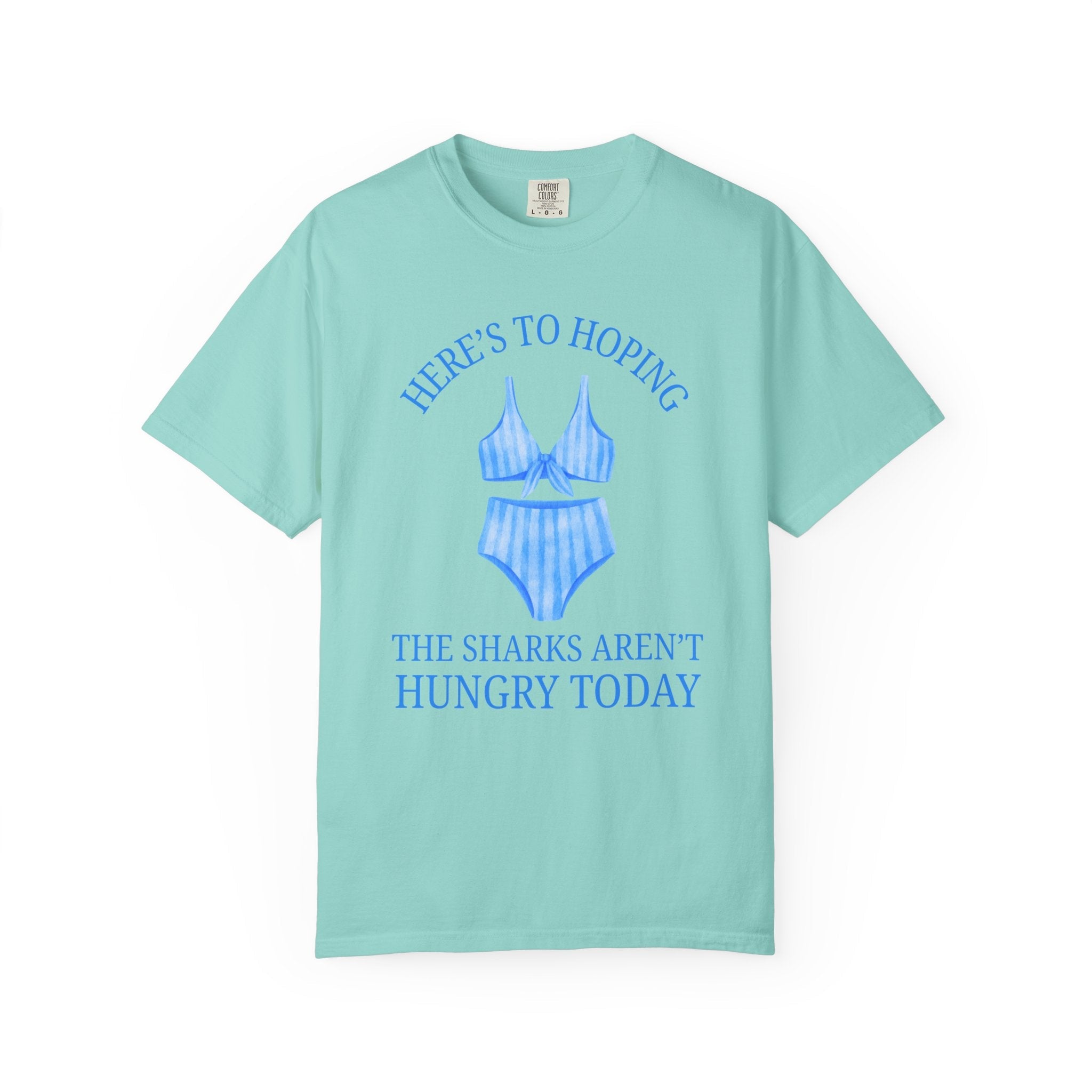 Funny Shark Shirt for Women: Heres to Hoping the Sharks Arent Hungry Today, Beach Vacation Tee, Shark Lover Gift, Matching Beach Trip Tee - Opal and June