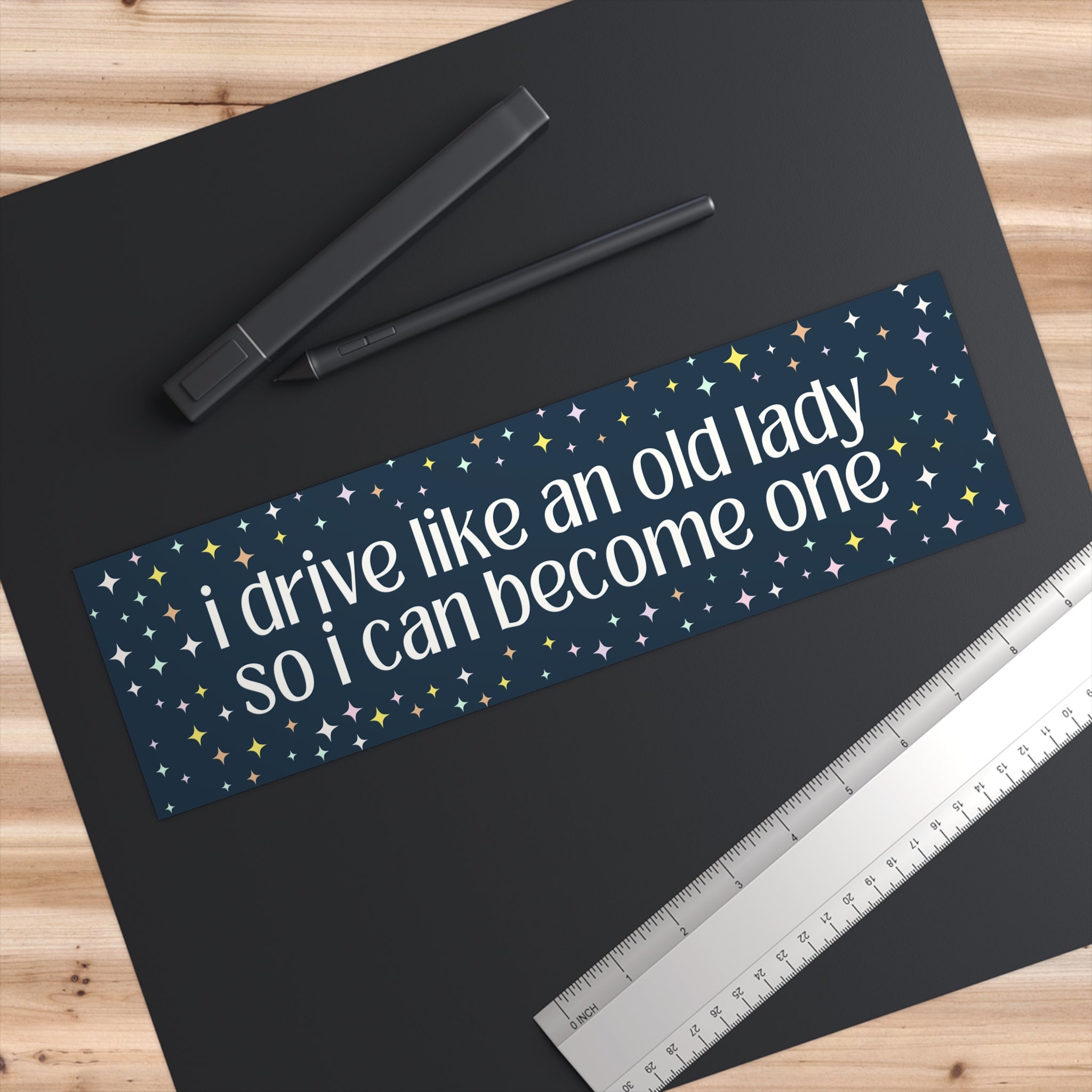 Funny Slow Driver Bumper Sticker: I Drive Like an Old Lady, Bumper Sticker with Stars, Funny Saying, Anxious Driver Gift, Vinyl Car Decal - Opal and June
