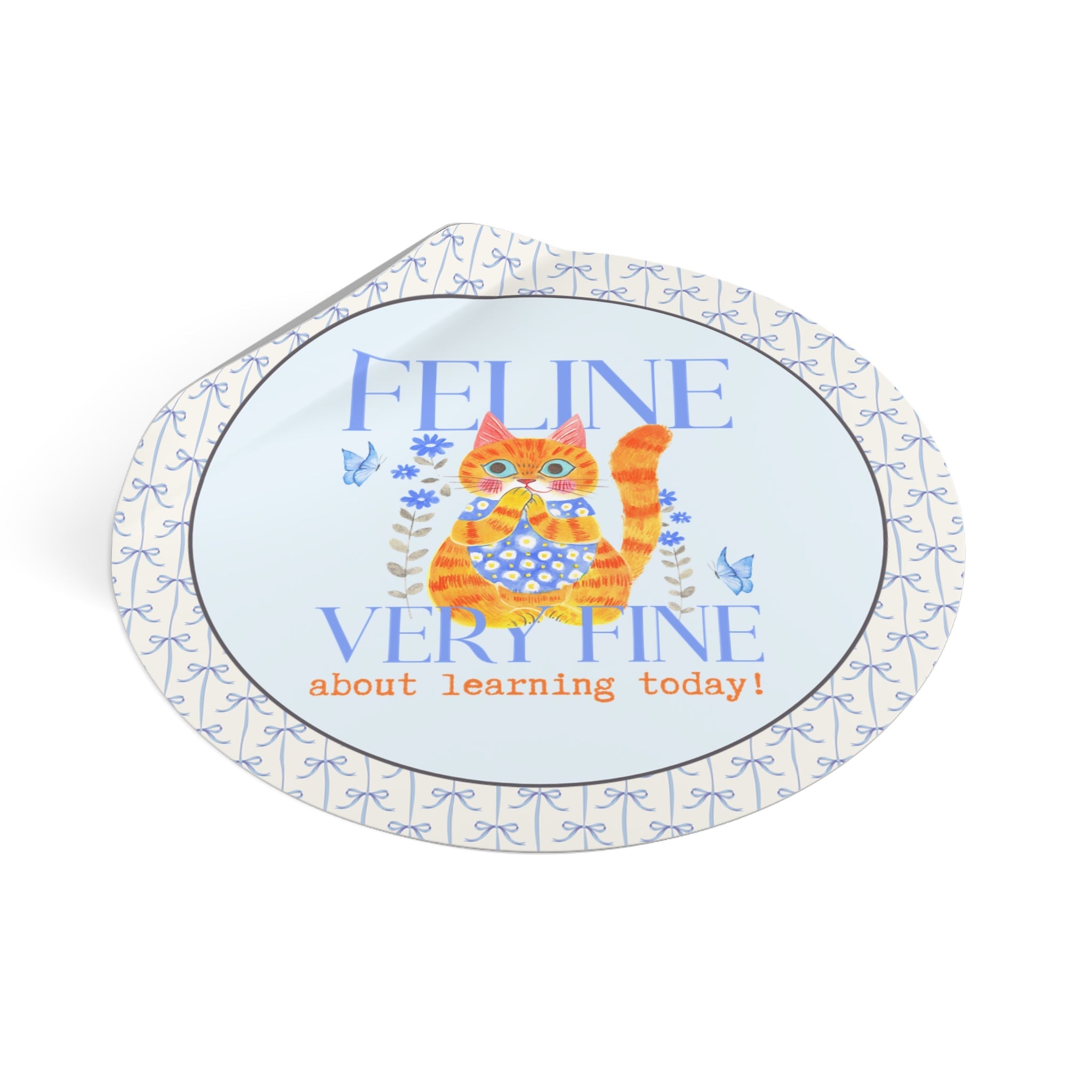 Funny Teacher Sticker for Cat Mom or Cat Dad: Silly 90s or 2000s Aesthetic Cat Lover Sticker for Third Grade Teacher, High School Teacher - Opal and June