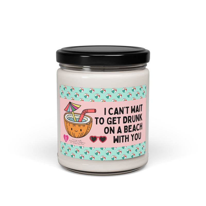 Funny Valentines Candle for Partner Gifting a Trip, Silly Retro Aesthetic Candle, Cute Coconut, Peppy Beach Trip Candle for Wife or Spouse - Opal and June