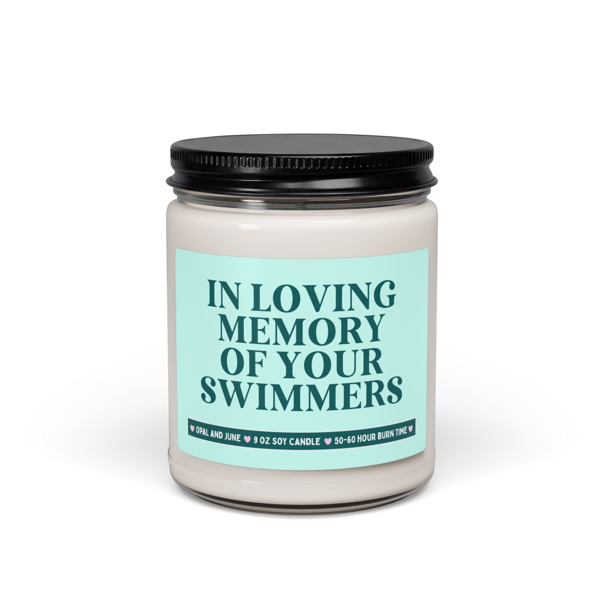 Funny Vasectomy Gift for Husband or Boyfriend Getting a Vasectomy: In Loving Memory of Your Swimmers, Silly Unhinged 9 Oz Soy Candle for Him - Opal and June