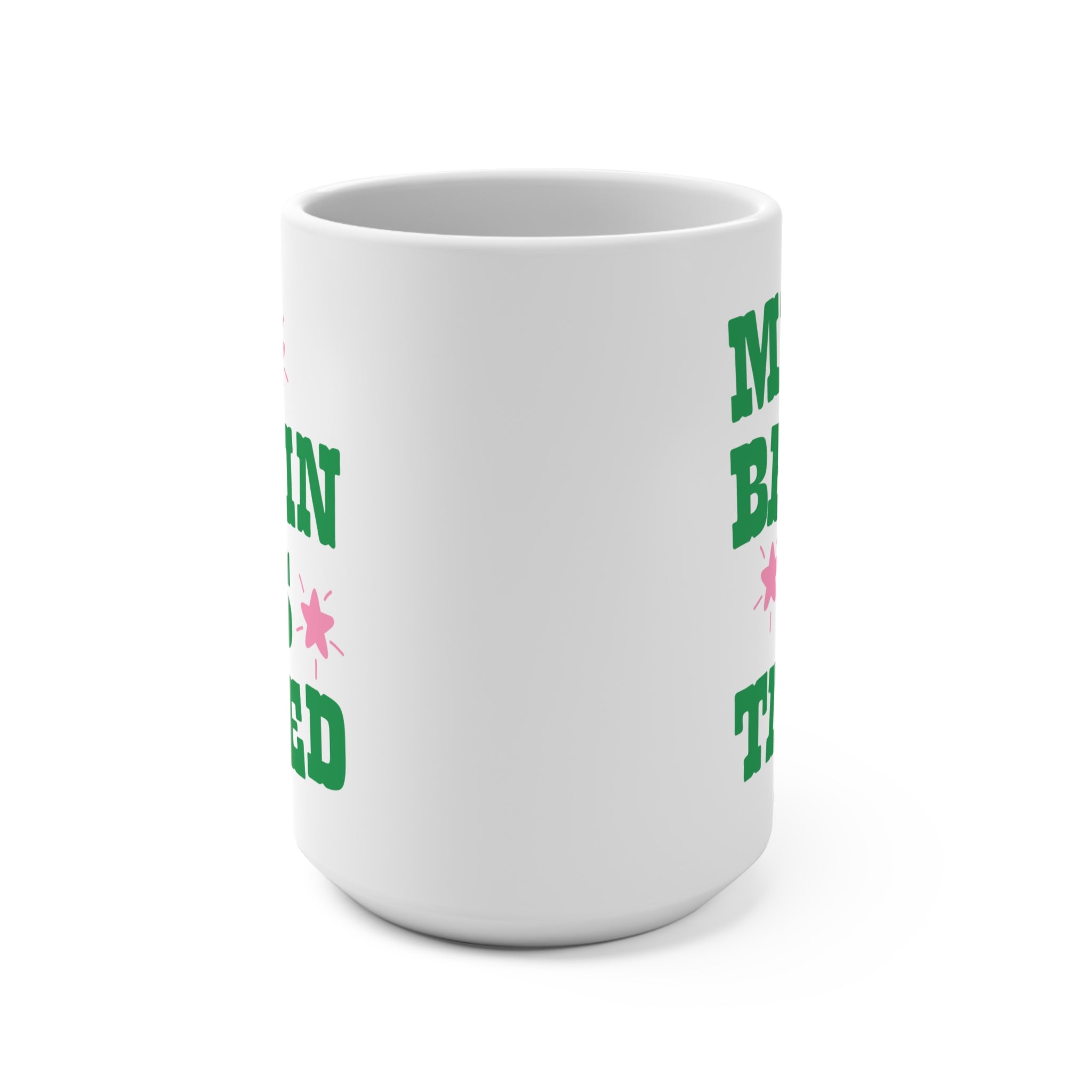 Funny Western Aesthetic Coffee Mug with Stars: My Brain is Tired, Gift for Tired New Mom, Grad Student, Colorful and Fun Retro Aesthetic Mug - Opal and June