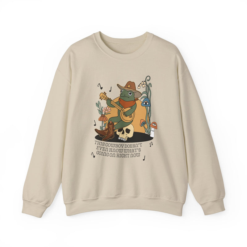 Funny Western Frog Sweatshirt for Tired New Parent or Student - Opal and June