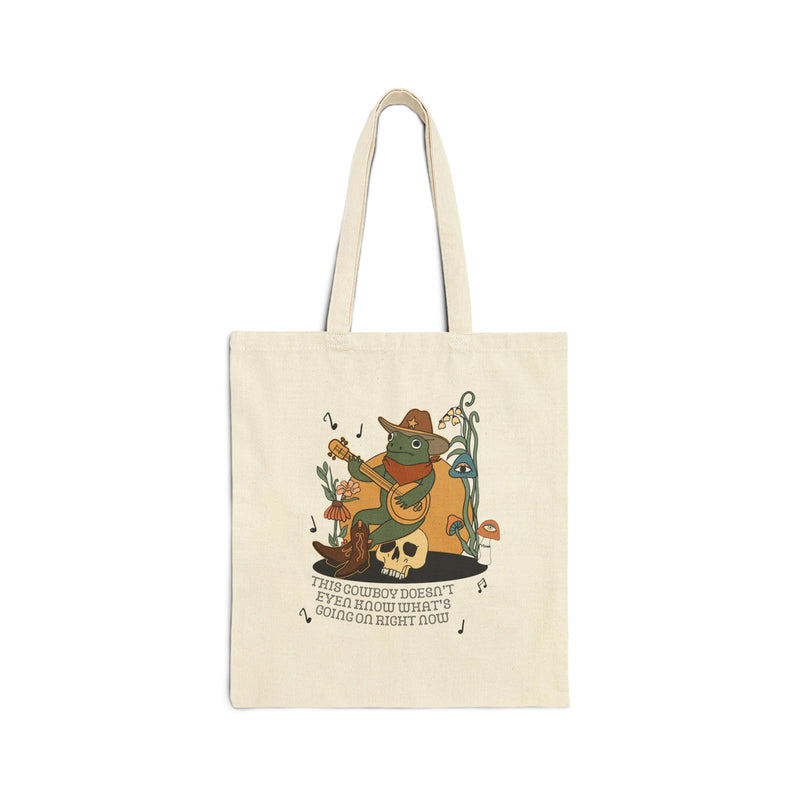 Funny Western Frog Tote Bag: This Cowboy Doesn't Even Know What's Going On Right Now - Opal and June