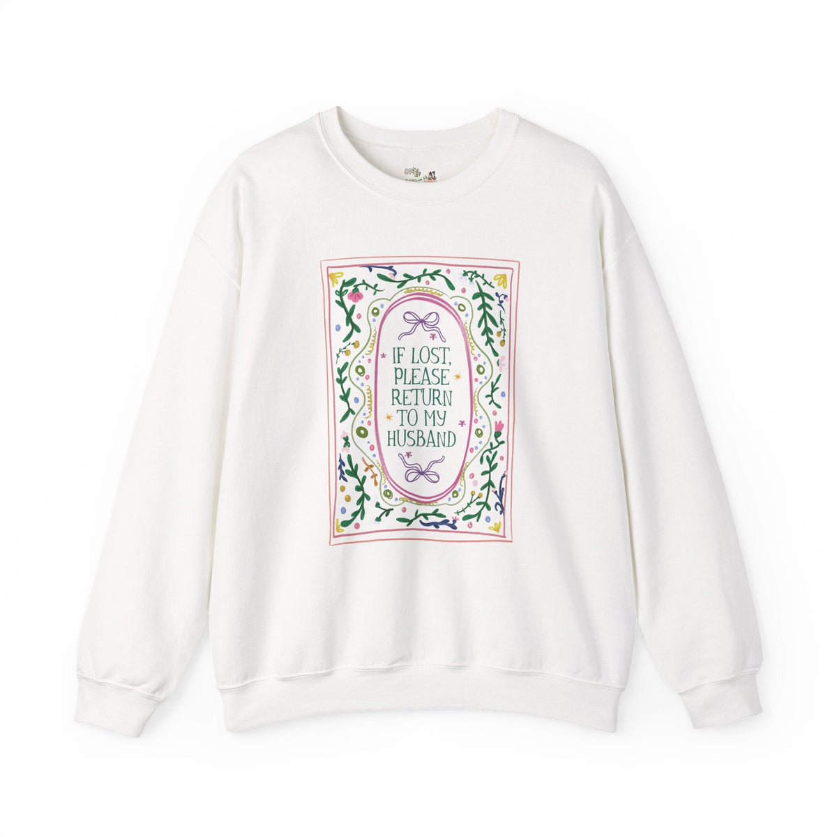 Funny Wife Sweatshirt for Newly Engaged Bride or Newly Married Wife, Silly Maximalist Floral Whimsy Wife Crewneck from Husband or Spouse - Opal and June