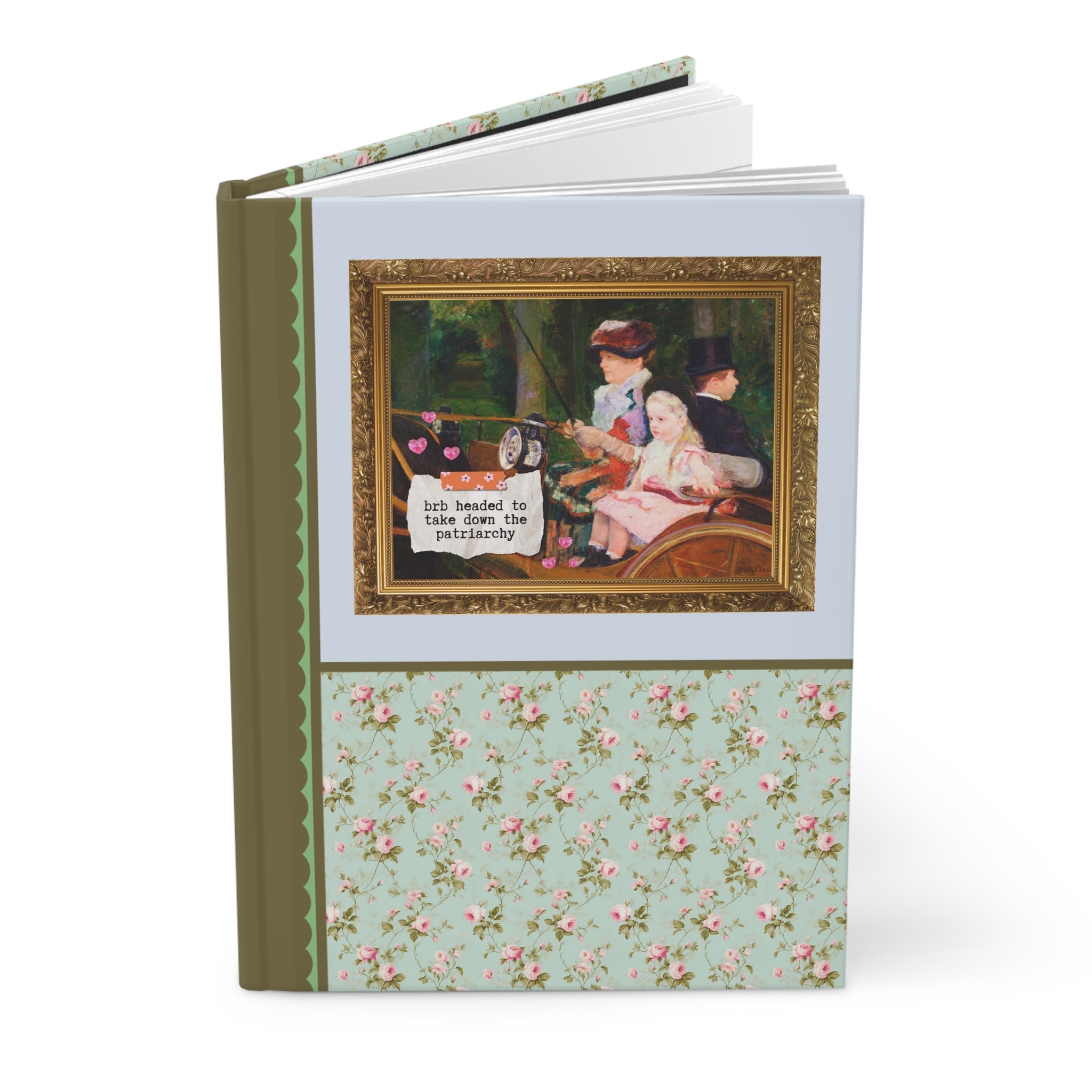 Funny Women's Rights Gift with 19th Century Painting, Down with the Patriarchy Feminist Journal, Art History Lover, Art History Buff Gift - Opal and June