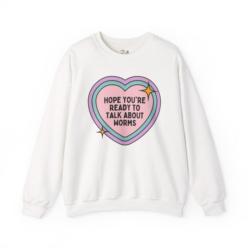 Funny Worm Sweatshirt with Heart: Vermeologist or Biology Teacher Shirt, Gift for Friend Who Loves Worms, Funny Sarcastic Worm Lover Present - Opal and June