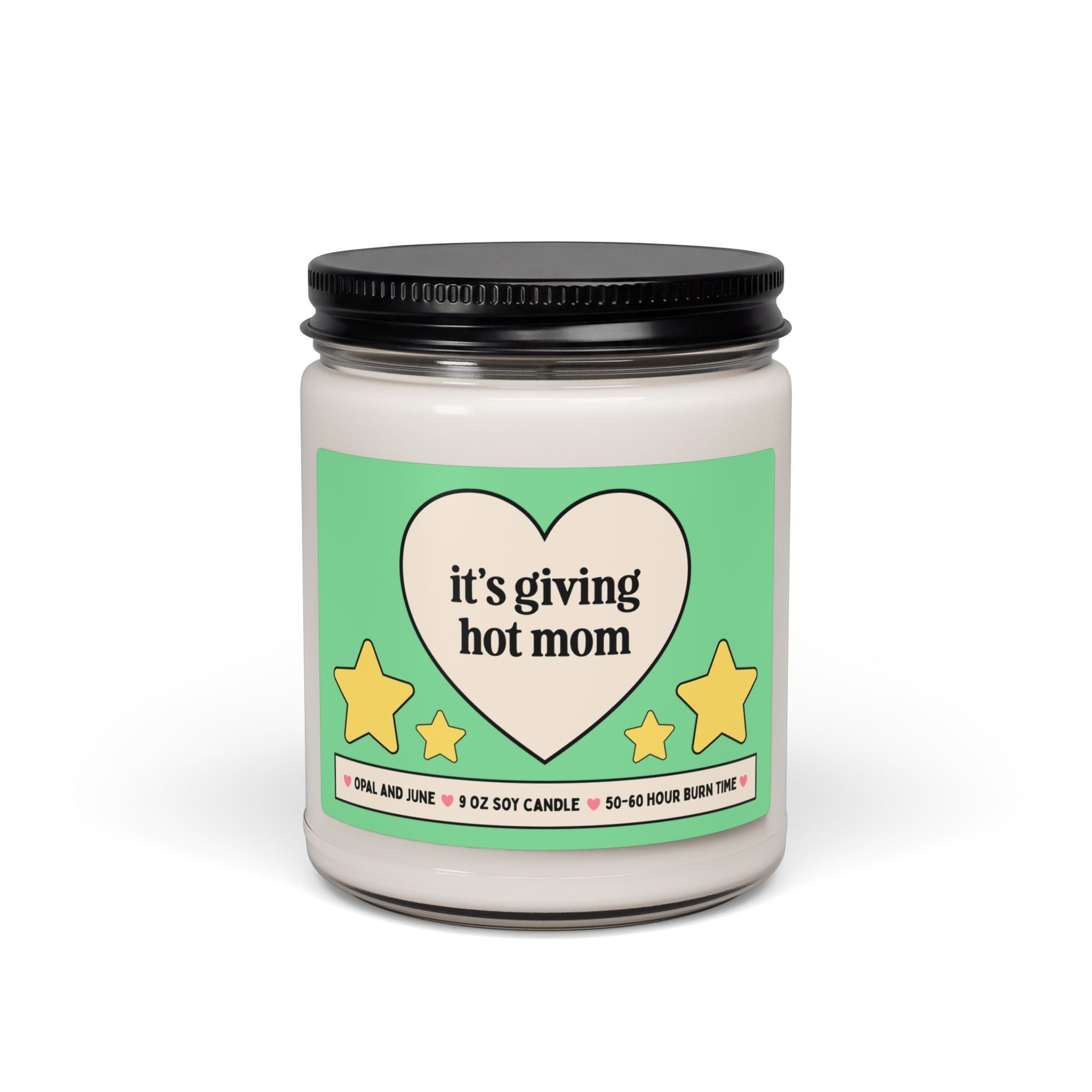 Future Mom or Funny New Mama Gift from Partner or Friend: It's Giving Hot Mom, 9 Oz Soy Candle, Cute Flirty Candle from Husband or Wife - Opal and June