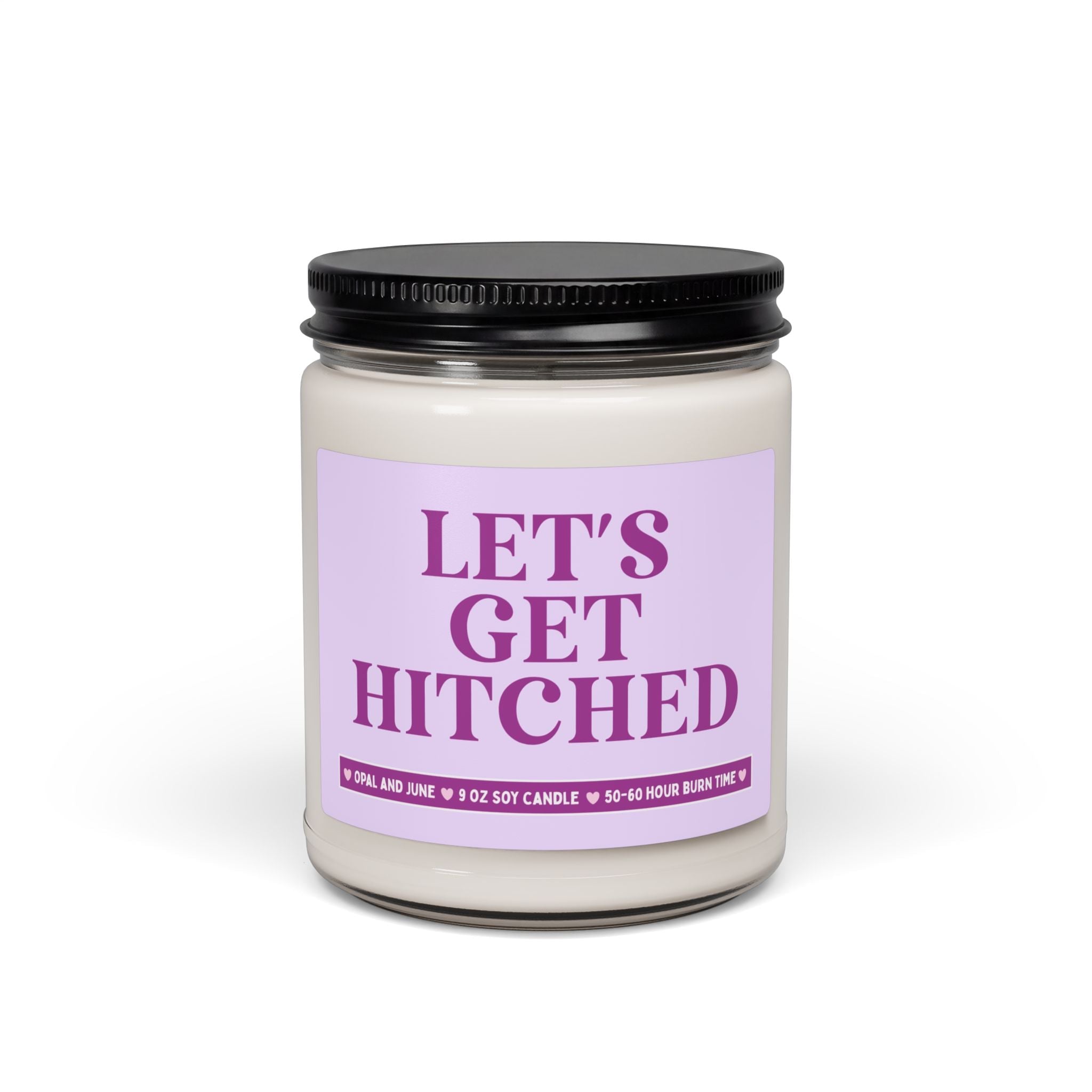 Future Wife or Future Husband Gift for Wedding Day Morning: Let's Get Hitched, Cute 9 Oz Soy Candle Bridal Gift from Bridesmaids or Mom - Opal and June