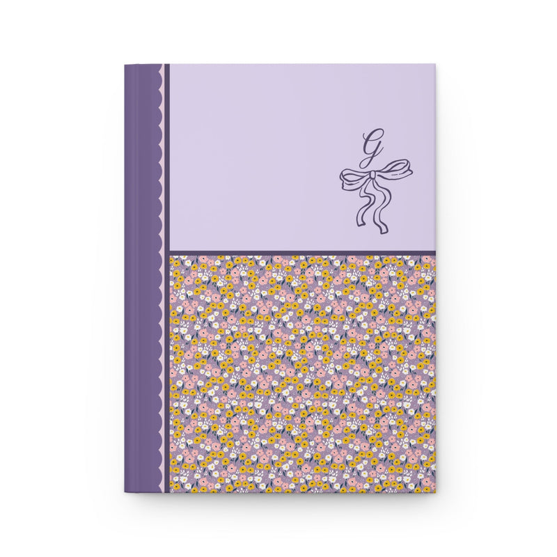G Boho Initial Journal with Shades of Purple, Floral Cottagecore Hardcover Notebook for Writer or Friend Who Journals, Present for Student - Opal and June