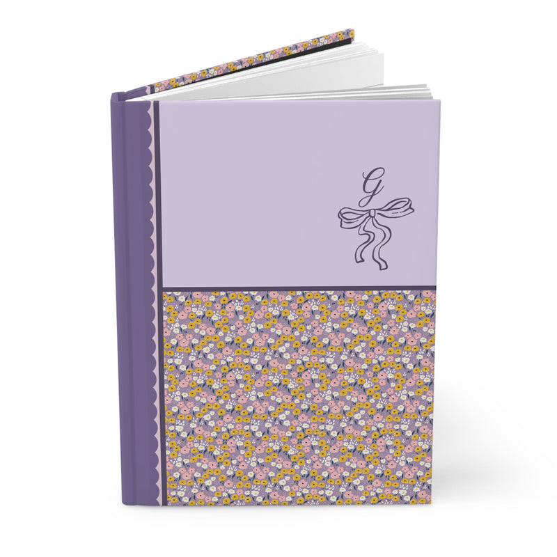 G Boho Initial Journal with Shades of Purple, Floral Cottagecore Hardcover Notebook for Writer or Friend Who Journals, Present for Student - Opal and June