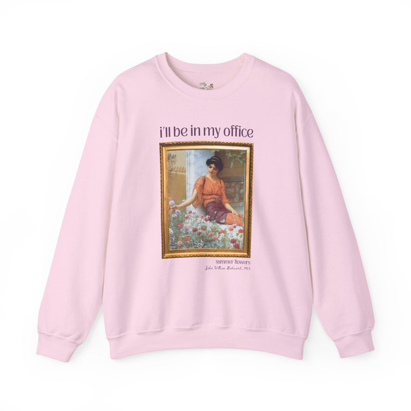 Gardening Art History Sweatshirt: I'll Be In My Office, Boho Flower Farmer Crewneck, Summer Flowers by John William Godward, European Artist - Opal and June