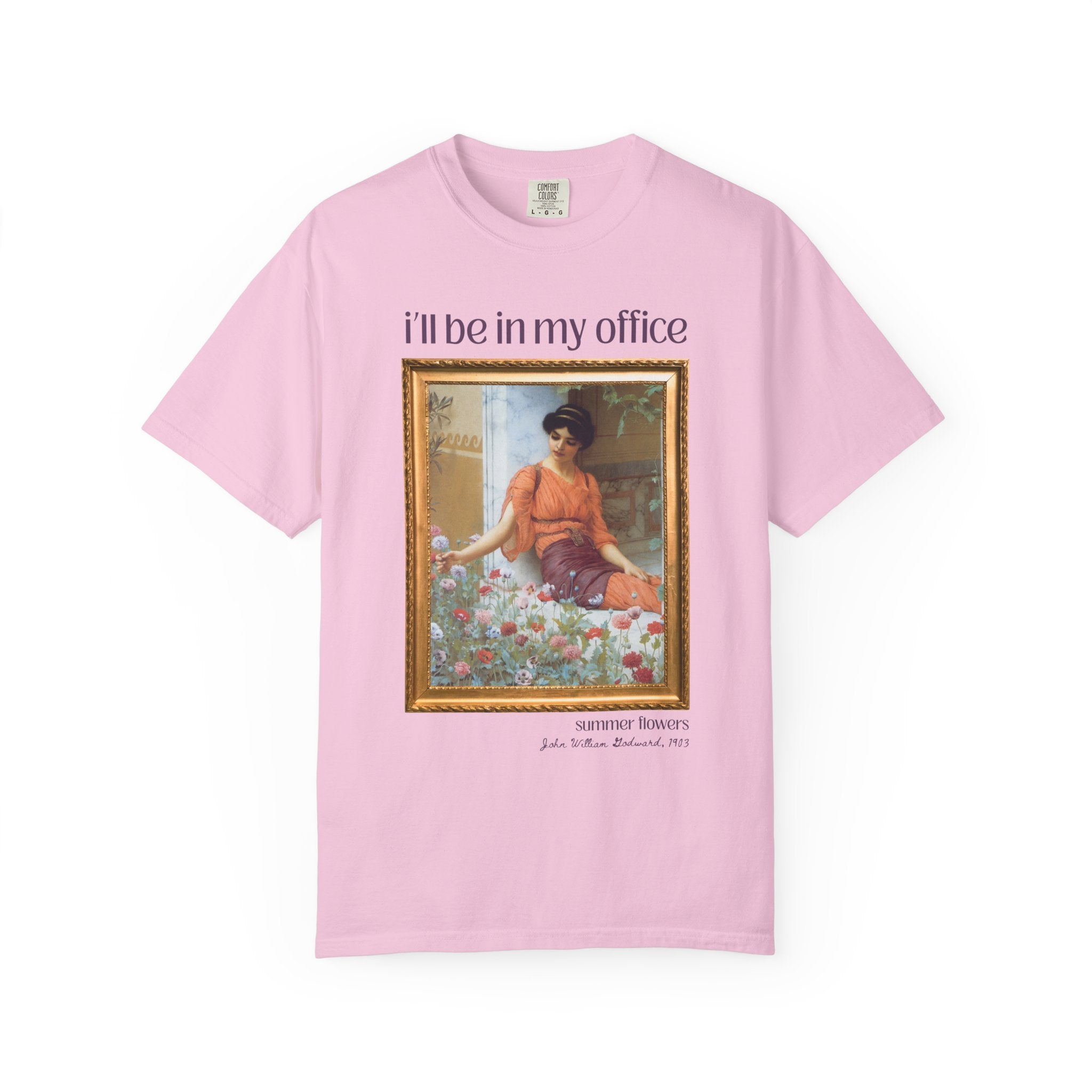 Gardening Art History Tee Shirt: I'll Be In My Office, Boho Flower Farmer T-Shirt, Summer Flowers by John William Godward, European Artist - Opal and June