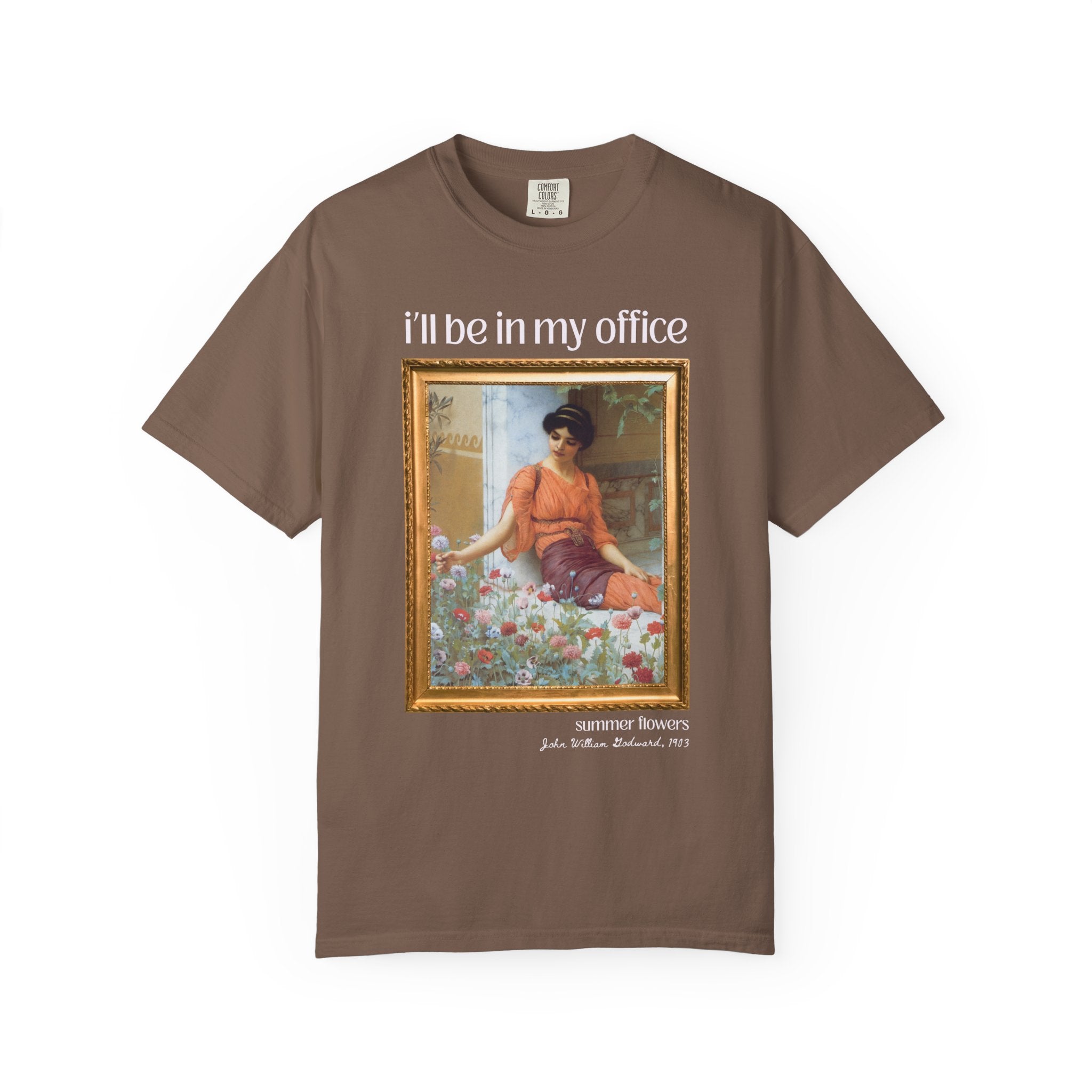 Gardening Art History Tee Shirt: I'll Be In My Office, Boho Flower Farmer T-Shirt, Summer Flowers by John William Godward, European Artist - Opal and June