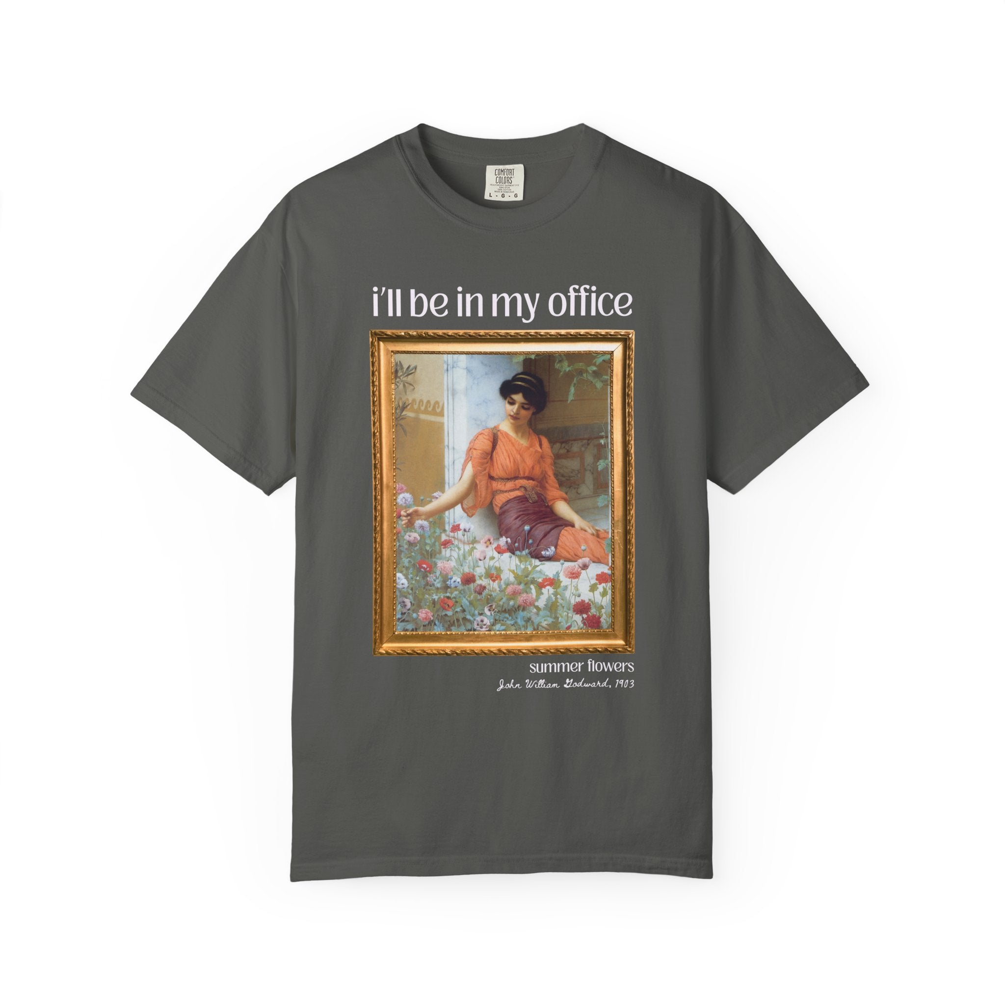 Gardening Art History Tee Shirt: I'll Be In My Office, Boho Flower Farmer T-Shirt, Summer Flowers by John William Godward, European Artist - Opal and June