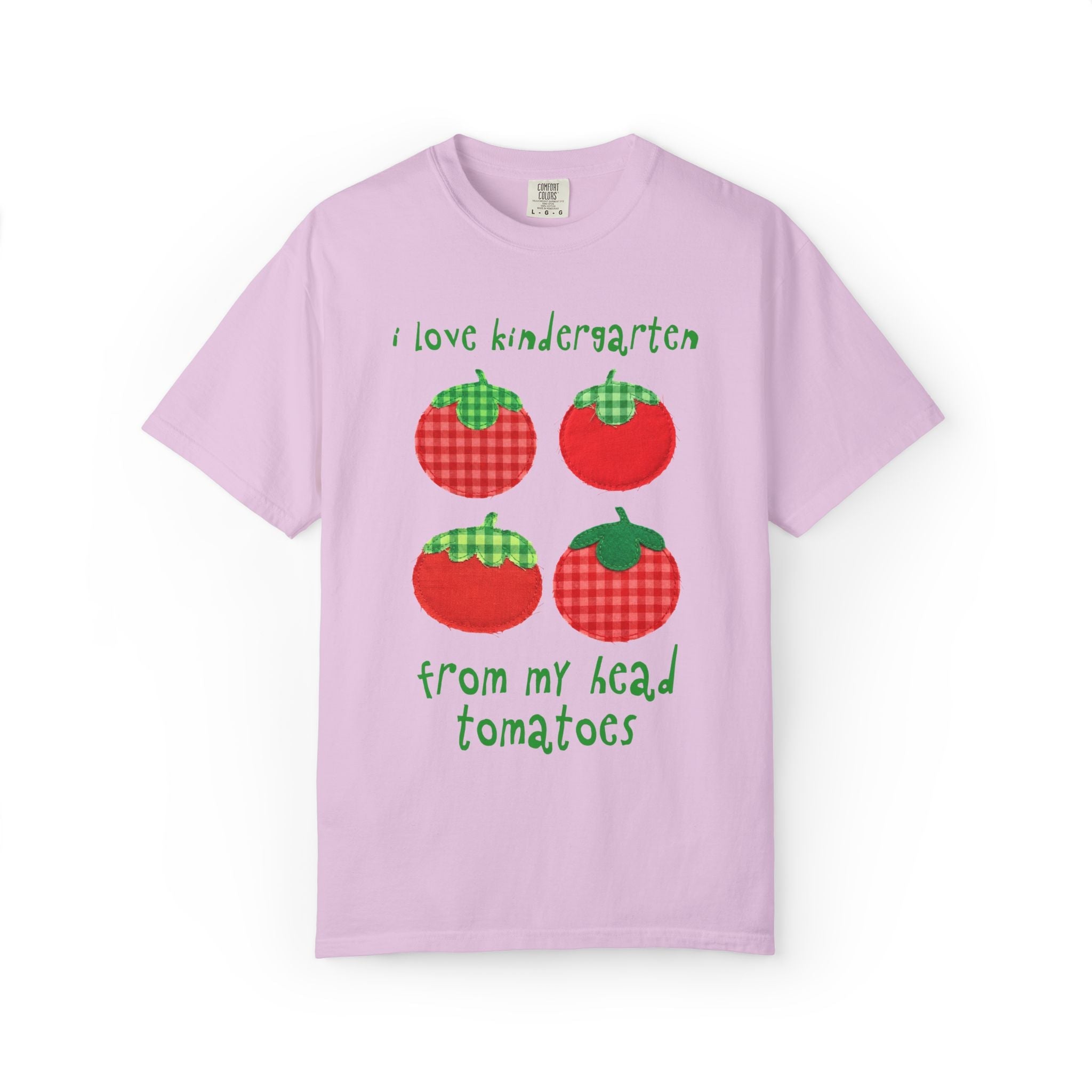 Gardening Kindergarten Teacher Tee Shirt: I Love Kindergarten from My Head Tomatoes, Cute Vegetable Gardener, Tomato Lover, Back to School - Opal and June