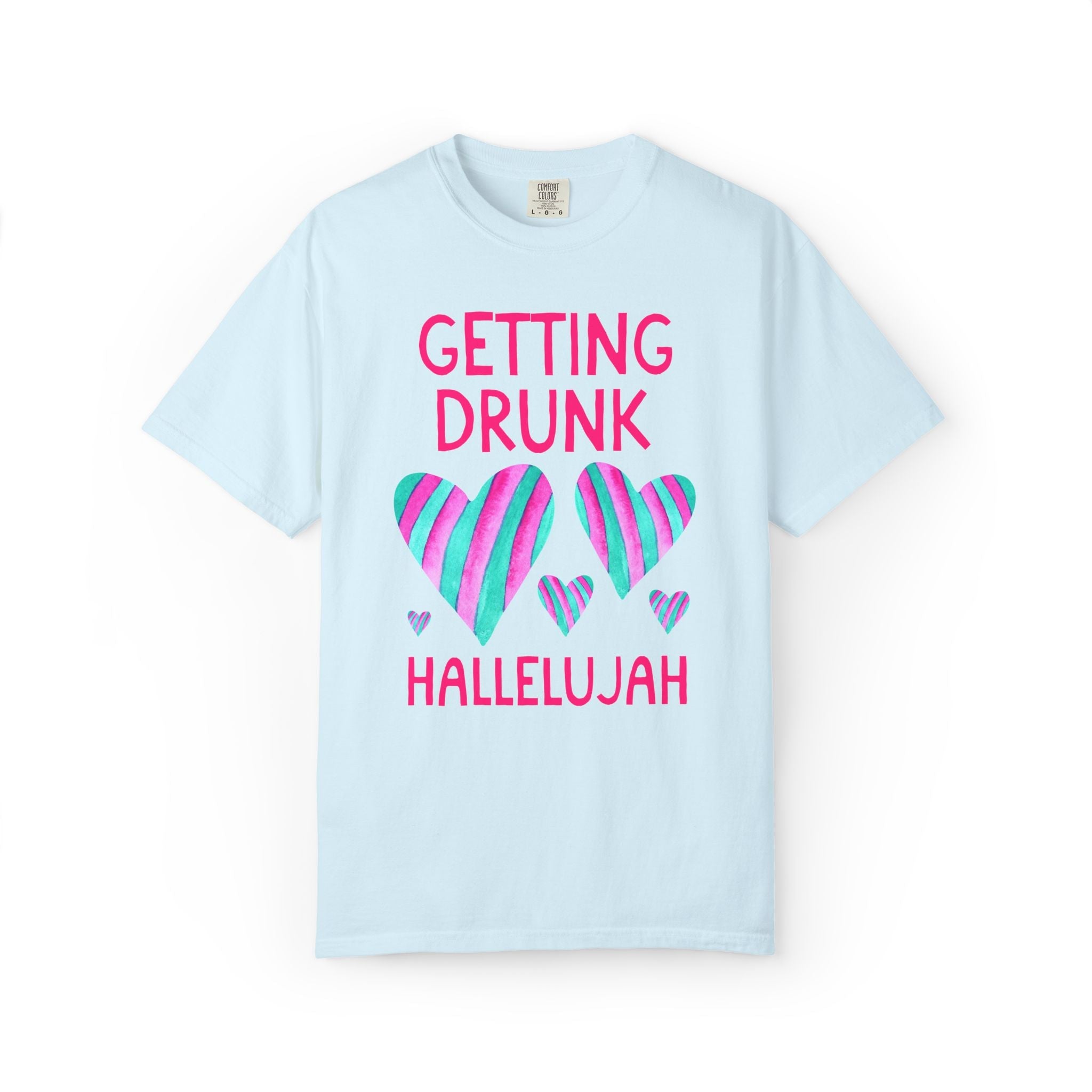 Getting Hitched and Getting Drunk Hallelujah Bachelorette Party T-Shirt, Funny Dopamine Maximalist Bridal Party Tee, Cute Kitcshy Wedding - Opal and June