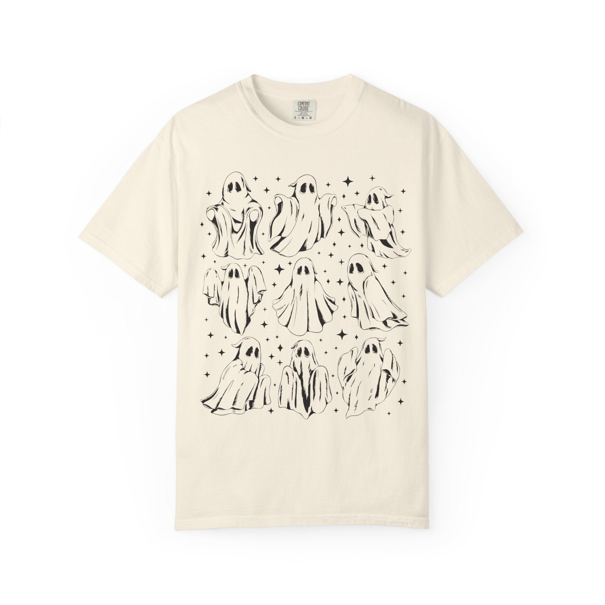 Ghost Lover 90s Tattoo Aesthetic T-Shirt with Stars, Cute Halloween Teacher or Halloween Mom T-Shirt for Fall, Spooky Season, 90s Throwback - Opal and June