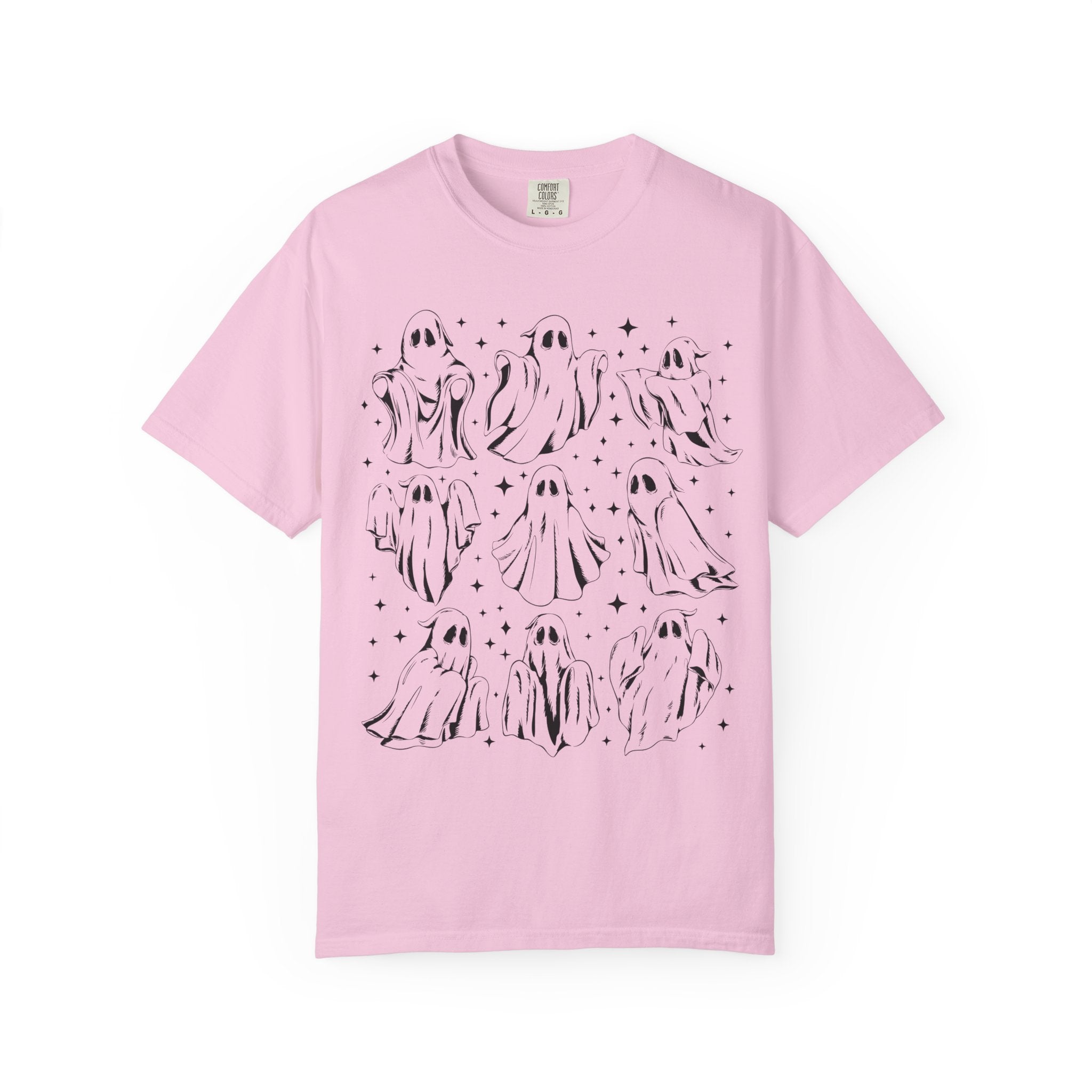 Ghost Lover 90s Tattoo Aesthetic T-Shirt with Stars, Cute Halloween Teacher or Halloween Mom T-Shirt for Fall, Spooky Season, 90s Throwback - Opal and June