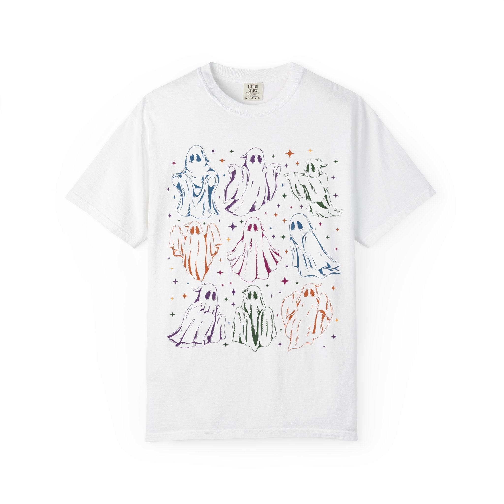 Ghost Lover 90s Tattoo Aesthetic T-Shirt with Stars, Cute Halloween Teacher or Halloween Mom T-Shirt for Fall, Trendy Early 2000s Vibe - Opal and June