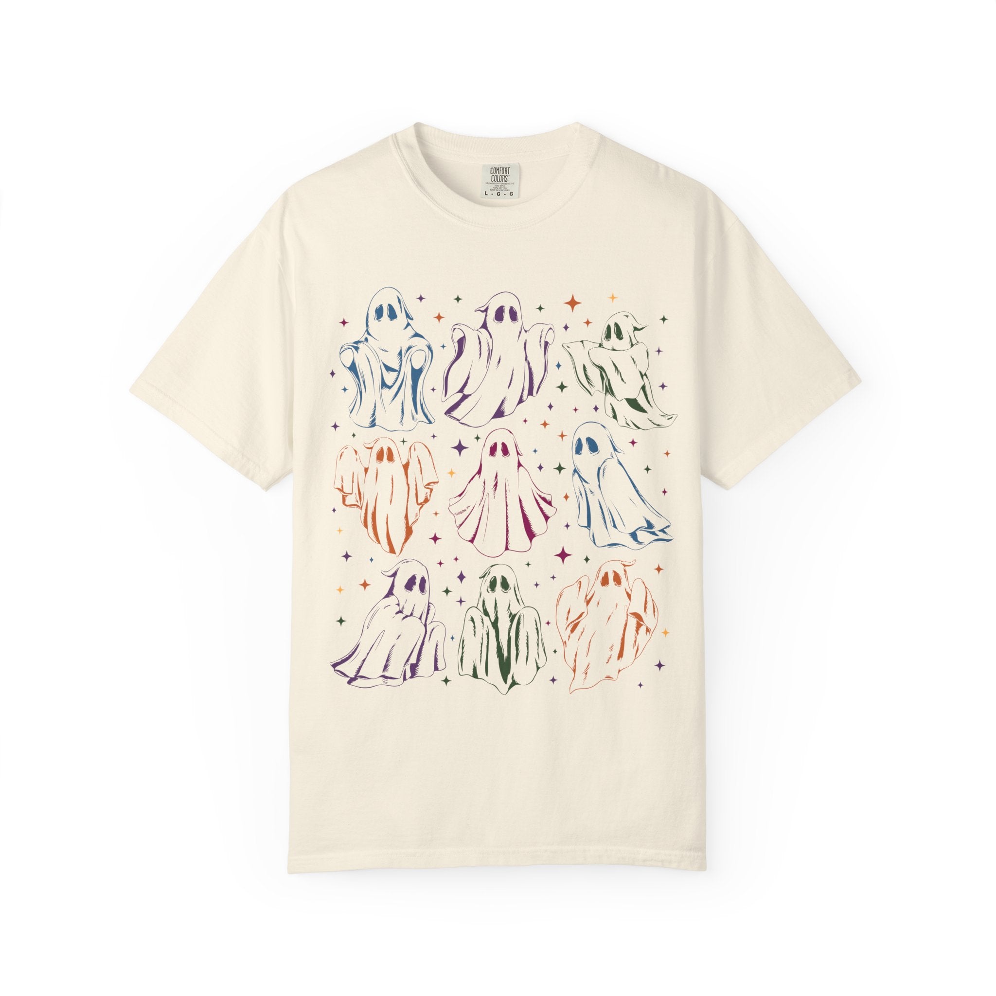 Ghost Lover 90s Tattoo Aesthetic T-Shirt with Stars, Cute Halloween Teacher or Halloween Mom T-Shirt for Fall, Trendy Early 2000s Vibe - Opal and June